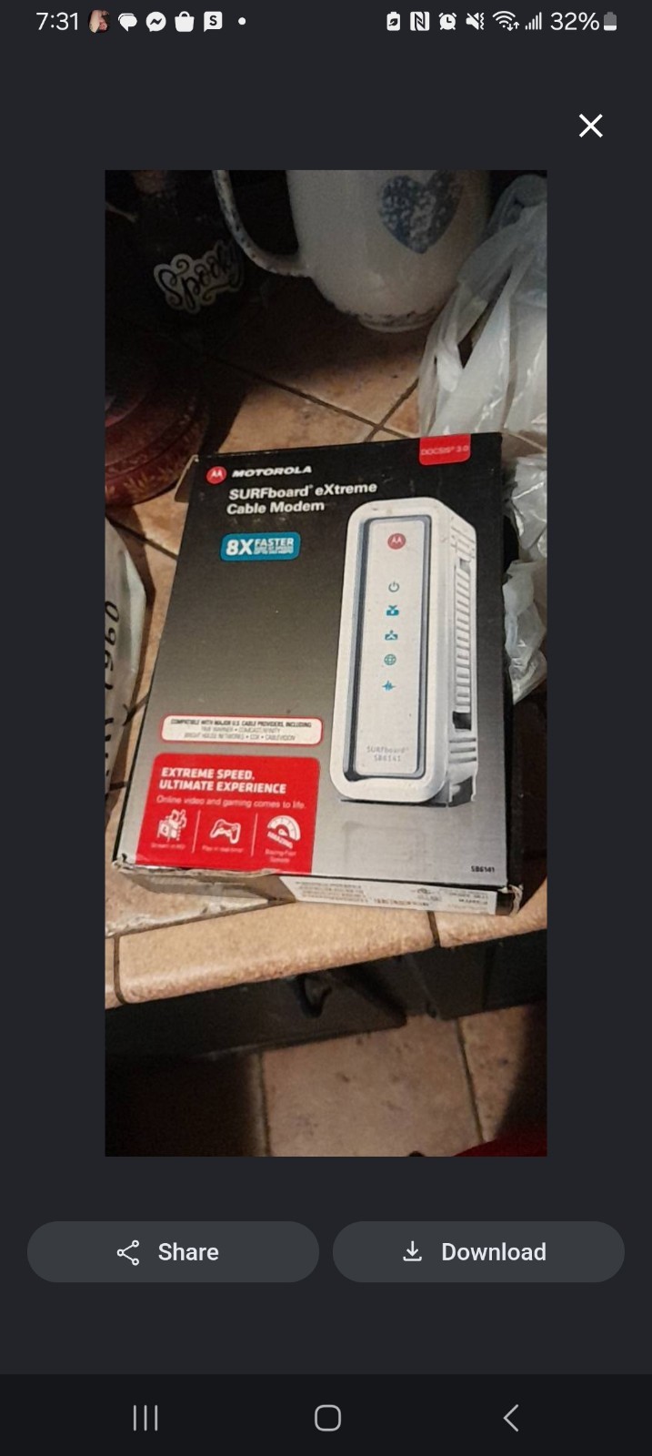 NEW Open Box Motorola SURFboard SB5101 Cable Modem DOCSIS 2.0 Complete Kit