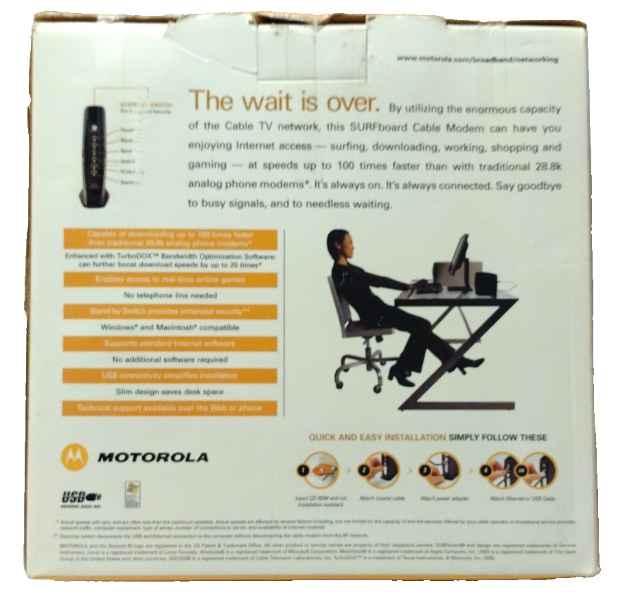 Motorola SURFboard SB5120 Cable Modem New Open Box B2