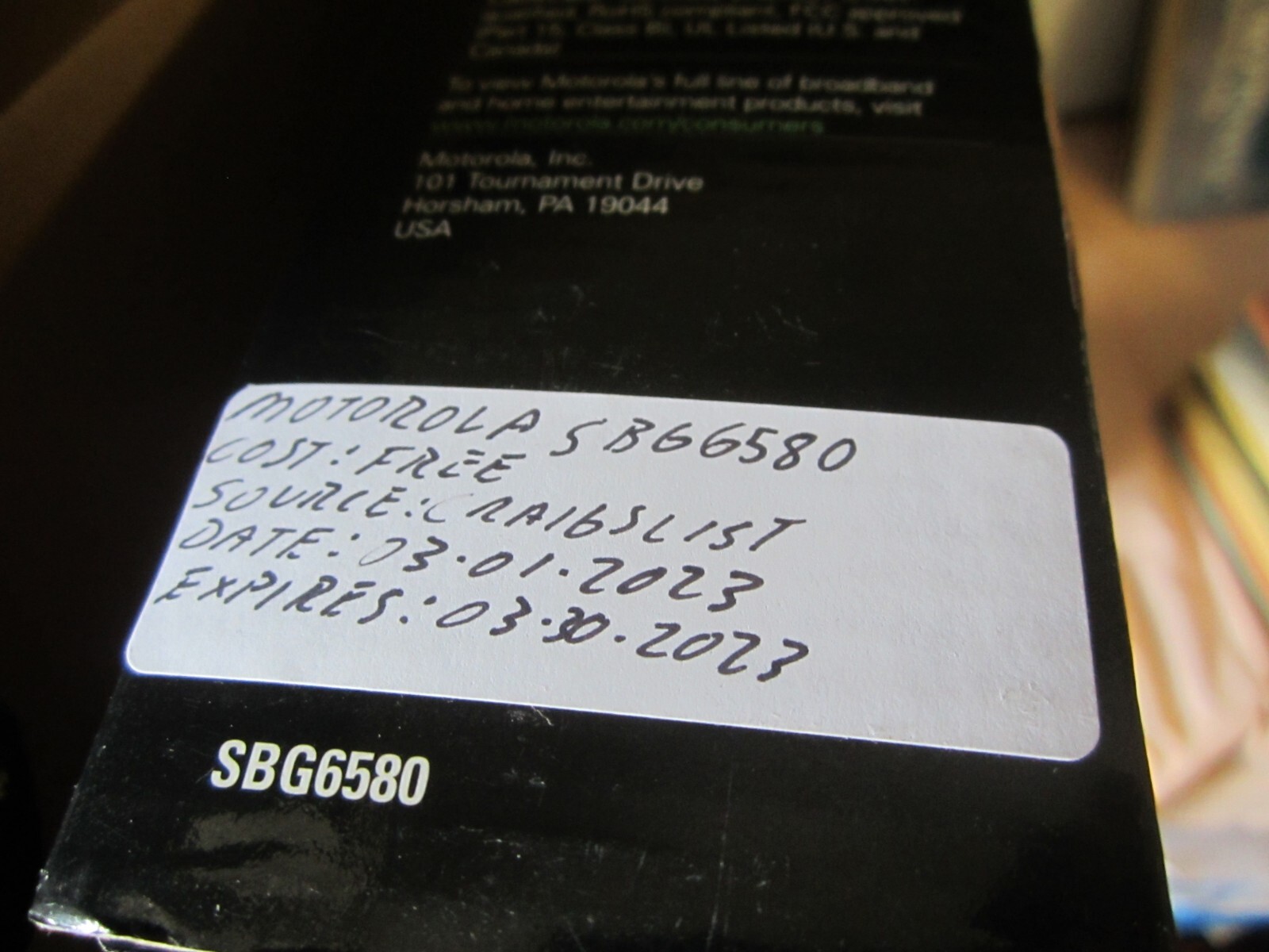Motorola SBG6580 Surfboard eXtreme DOCSIS 3.0 Wireless Cable Modem Gateway Used)