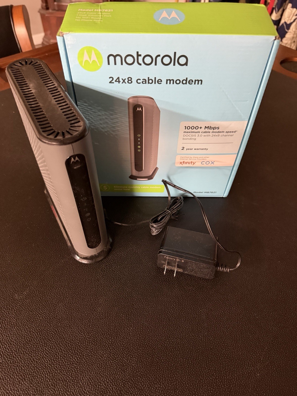 Motorola MB7621 Cable Modem 24×8 DOCSIS 3.0 Xfinity Cox Spectrum 900 Mbps