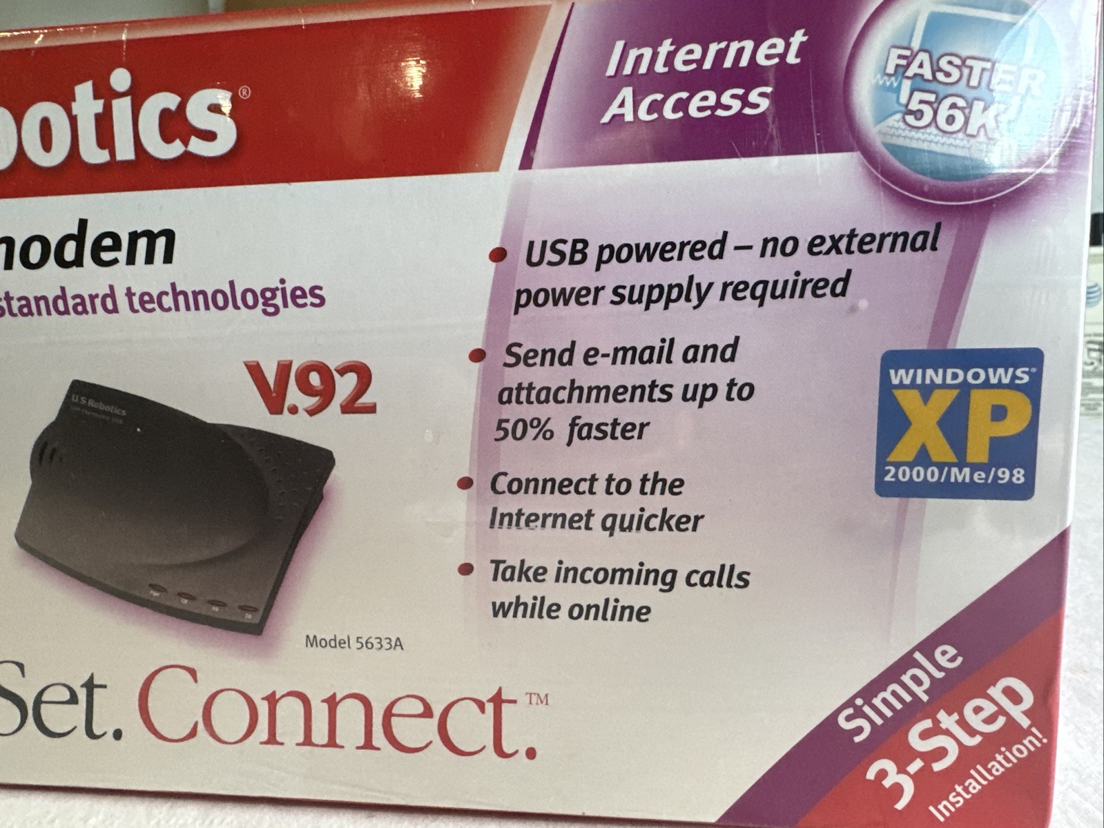 U.S. Robotics 56K Fax Modem USB V.92 V.90 56K ITU USR5633A – New Sealed