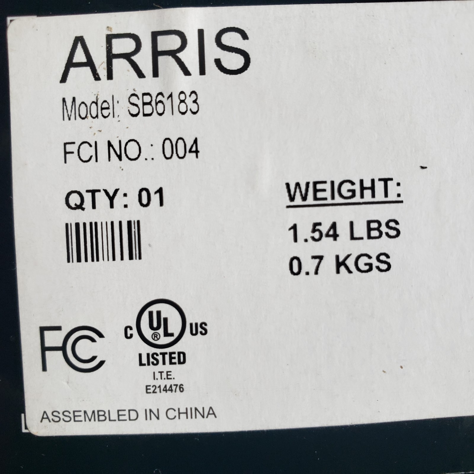 ARRIS SurfBoard SB6183 686 Mbps Cable Modem – White – Brand New