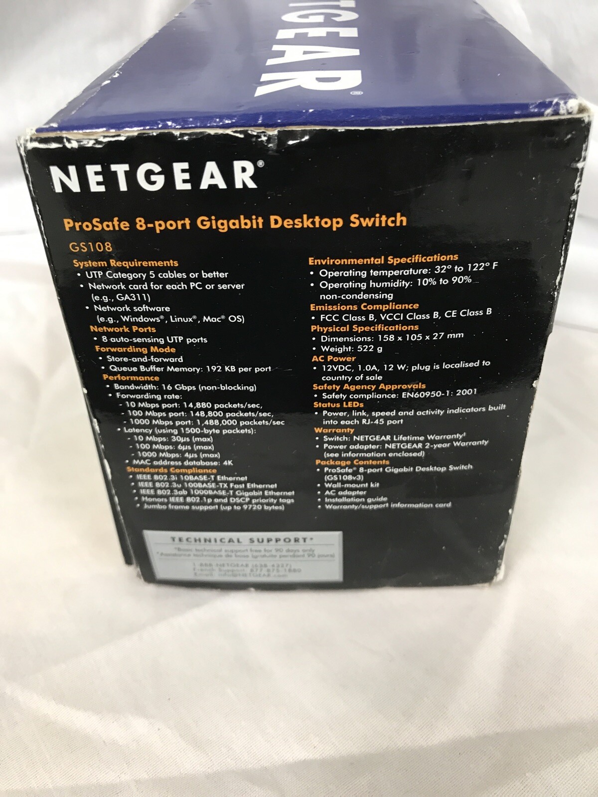Netgear GS108 ProSafe 8 Port Gigabit Desktop Switch 10/100/1000-mint Condition!