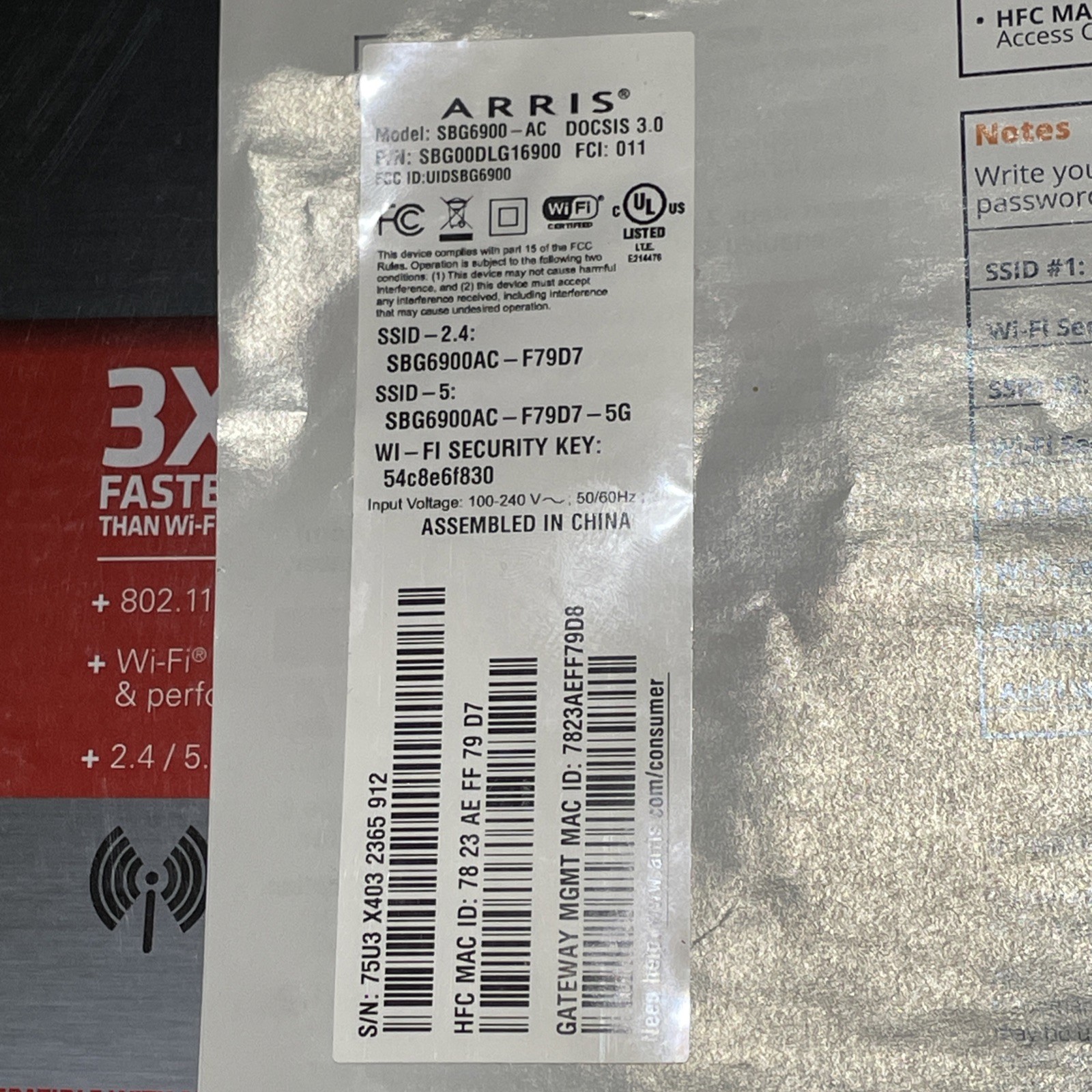 ARRIS SURFboard SBG6900AC Docsis 3.0 16×4 Cable Modem/ Wi-Fi AC1900 Router