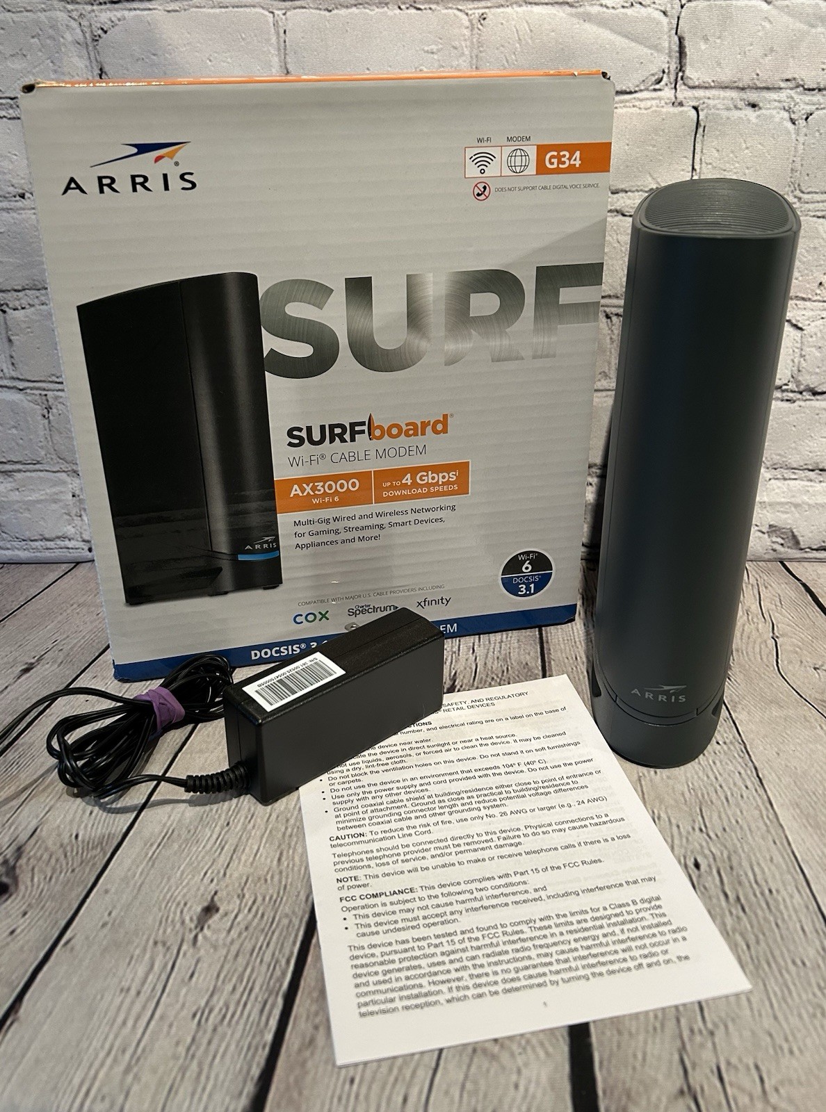 ARRIS Surfboard G34 DOCSIS 3.1 Gigabit Cable Modem & Wi-Fi 6 Router AX3000