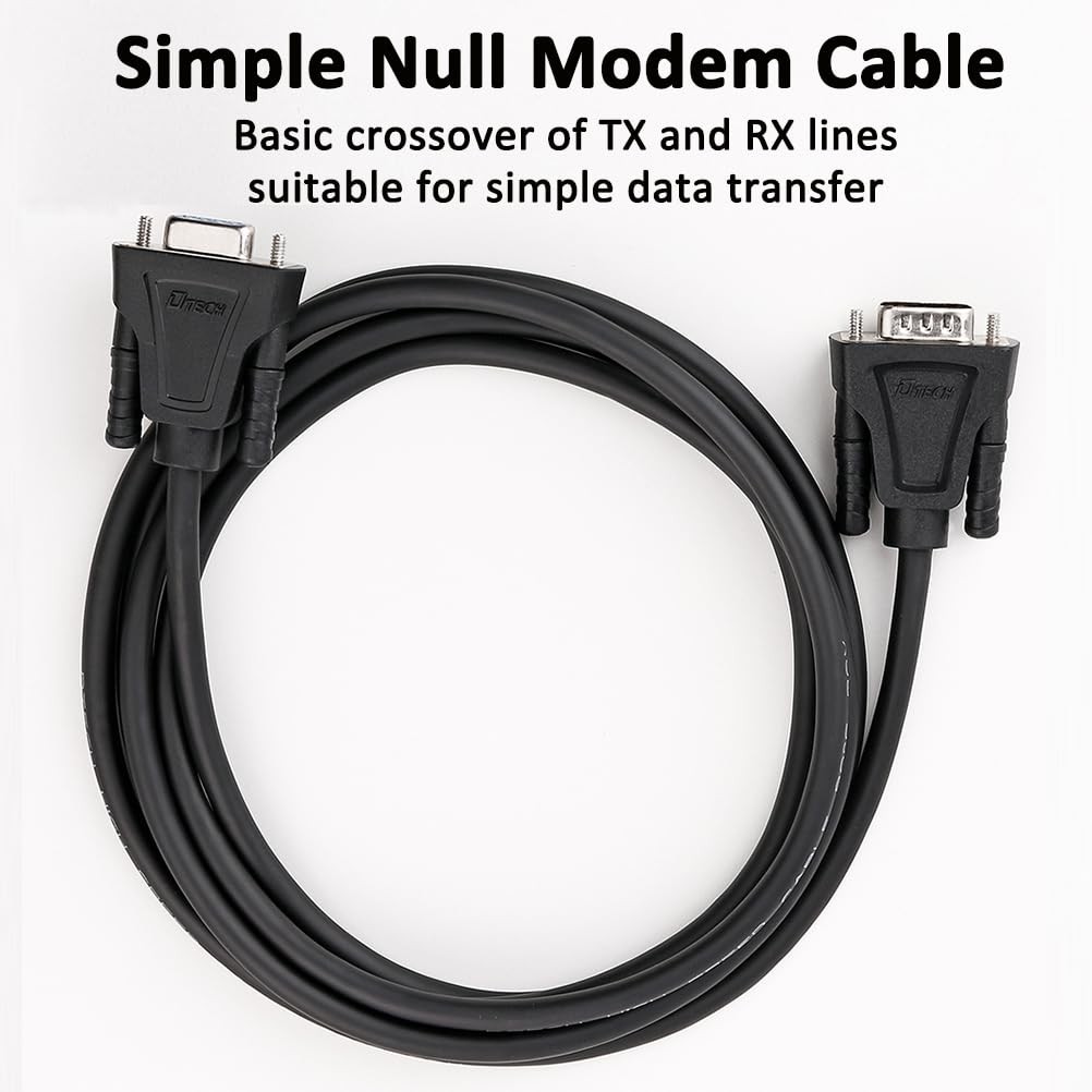 15 Ft DB9 RS232 Serial Cable Male To Female Extension Null Modem TX RX