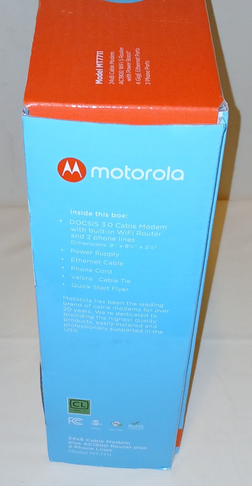 Motorola 24×8 Cable Modem + AC1900 WiFi Router + 2 Phone Line for Xfinity MT7711