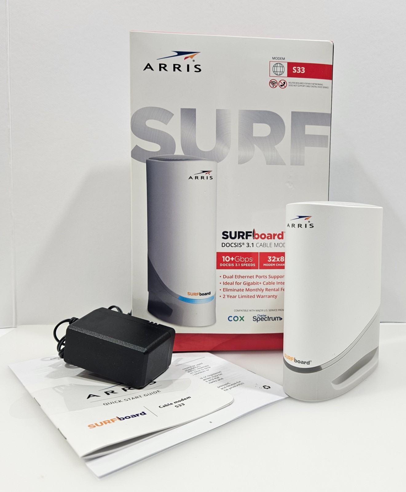 ARRIS – SURFboard S33 32 x 8 DOCSIS 3.1 Multi-Gig Cable Modem with 10+ Gbps