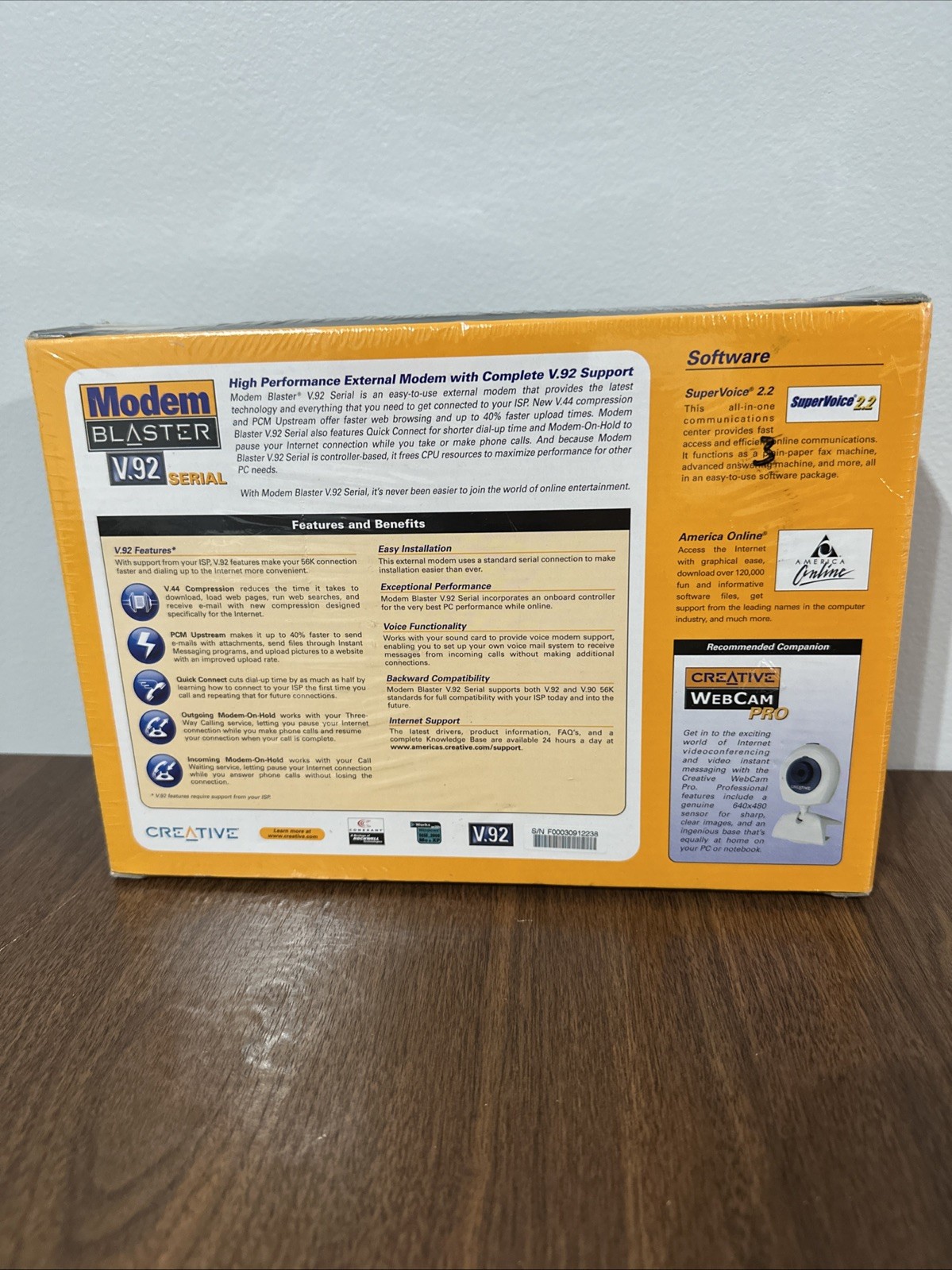 Unopened Creative Modem Blaster 56Kbps V.92 Serial Windows XP 2000 -Unopened