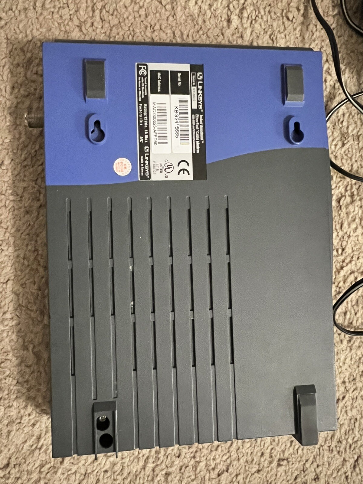 Linksys Cable Modem BEFCMU10 USB & Ethernet Connections