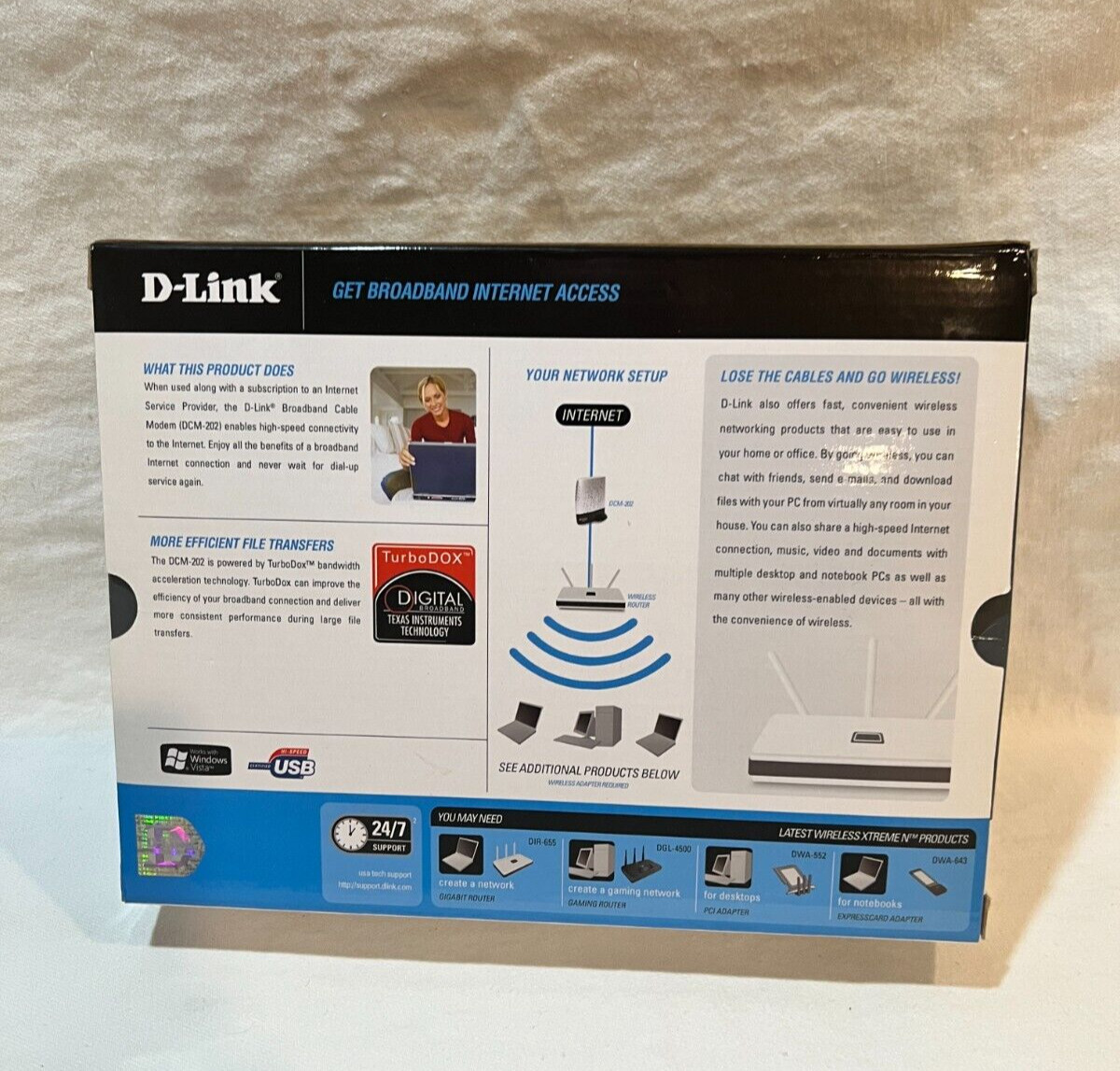 D-Link DCM-202 DOCSIS 2.0 Cable Modem Broadband Internet Access