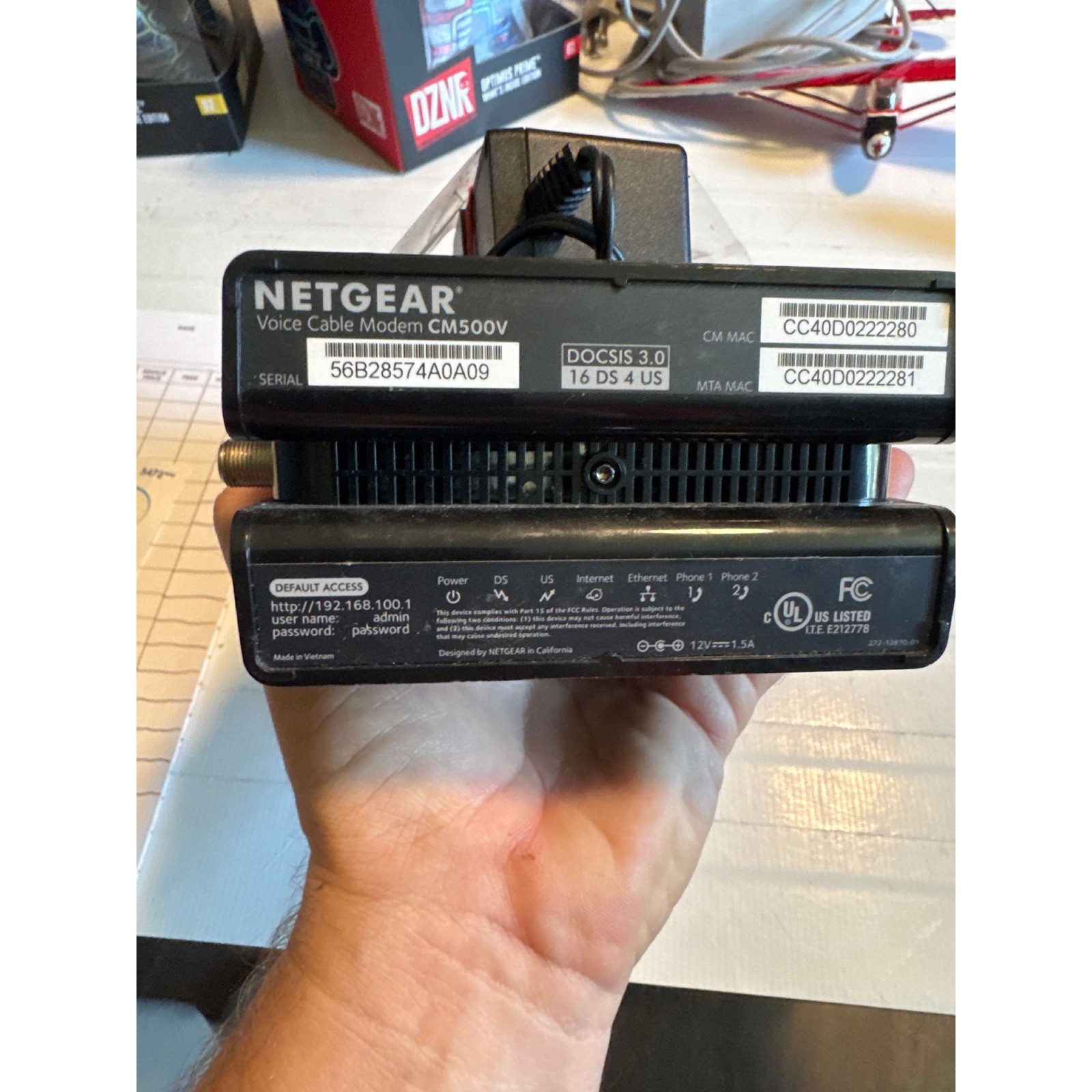 Netgear Voice Cable Modem CM500V Black DOCSIS 3.0 16×4 Xfinity Spectrum Tested