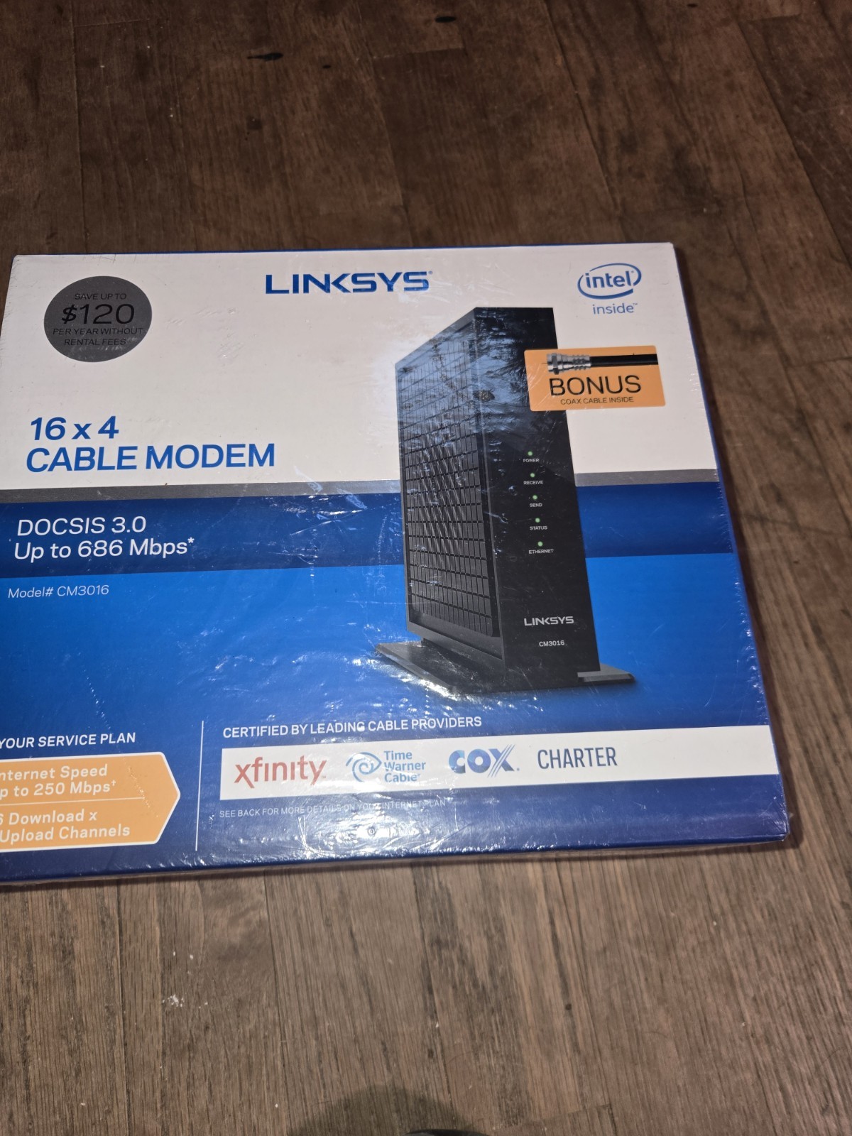 LINKSYS 16 x 4 Cable Modem | 16 x 4 Bonded Channels | DOCSIS 3.0 | CM3016