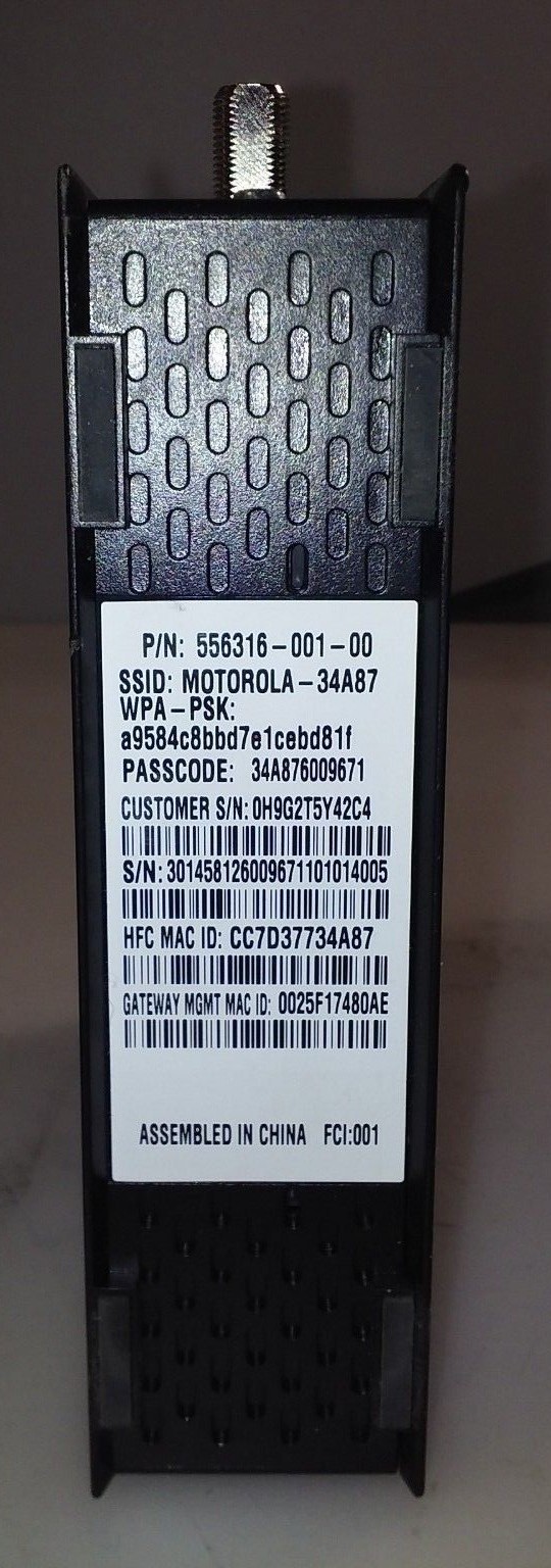 Motorola SBG901 DOCSIS 2.0 Wireless G Cable Modem Tested Working Sold As Is.