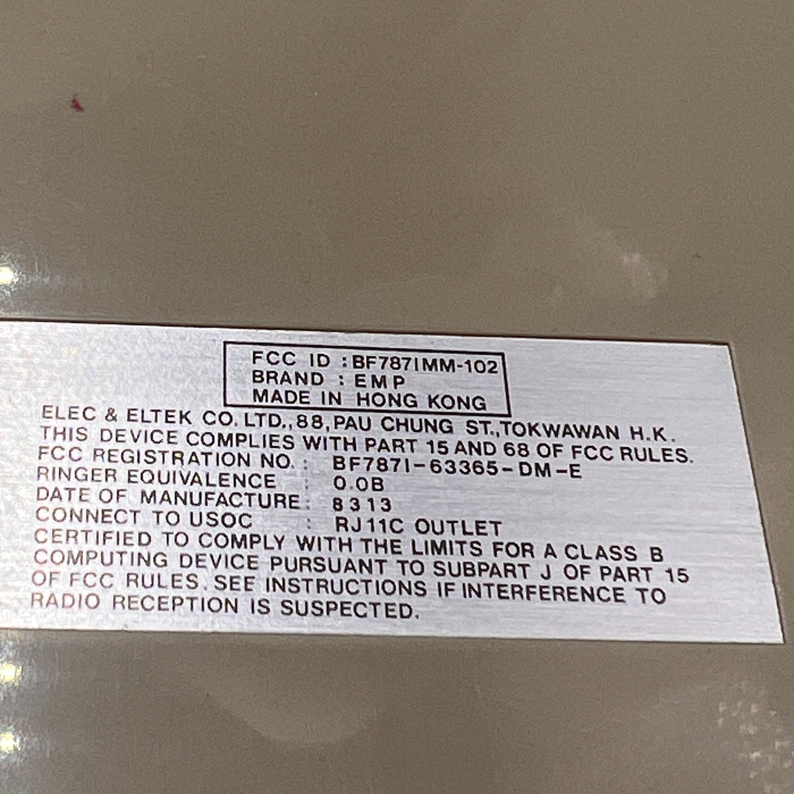 EMP Manual Mini Modem MM-102 *UNIT ONLY NO POWER*