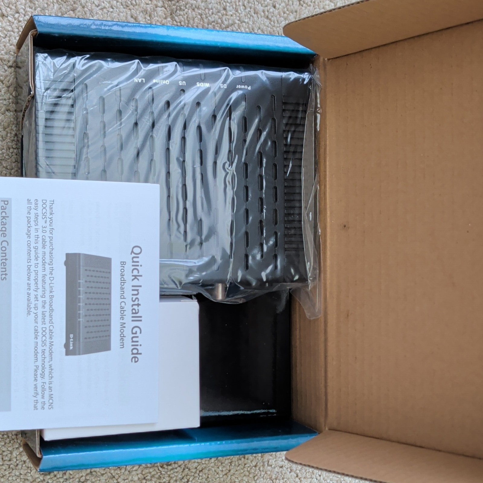 D-Link DCM-301 DOCSIS 3.0 Cable Modem 343 Mbps IPv6 Comcast RJ-45