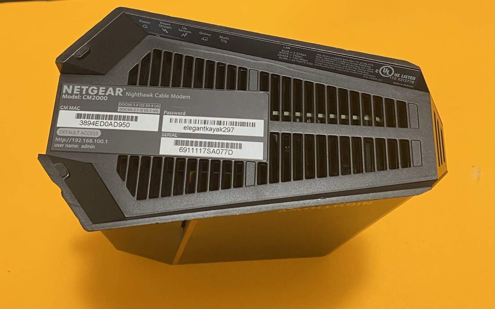 NETGEAR Nighthawk CM2000 DOCSIS 3.1 Cable Modem 2.5 Gbps Ethernet Port