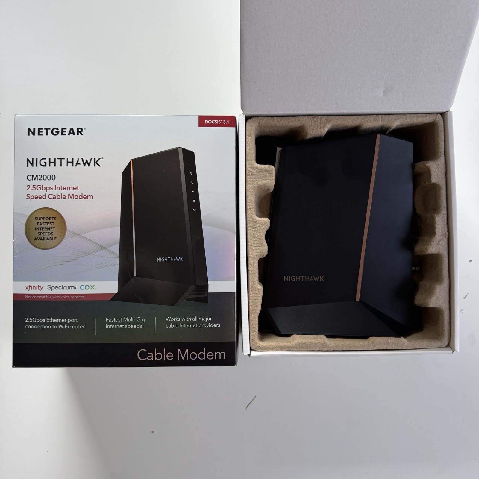 Netgear Nighthawk CM2000 2.5Gbps DOCSIS 3.1 Cable Modem – Fast! Xfinity Spectrum