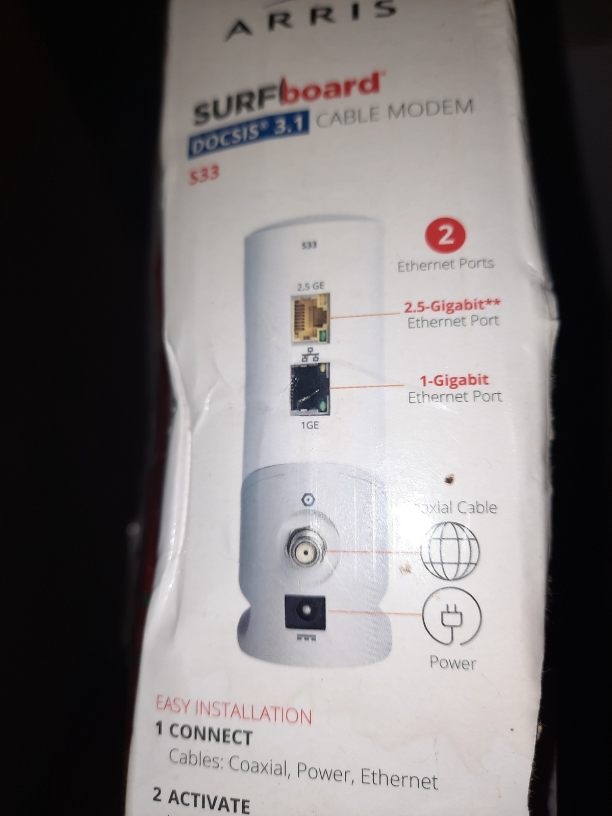 ARRIS S33 SURFboard DOCSIS 3.1 Multi-Gigabit Cable Modem 2.5 Gbps Ethernet Port