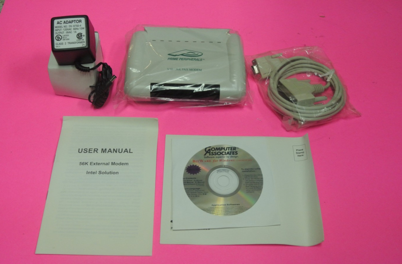 NEW Prime Peripherals 56K V.90 External Serial Modem w/ Data, Fax