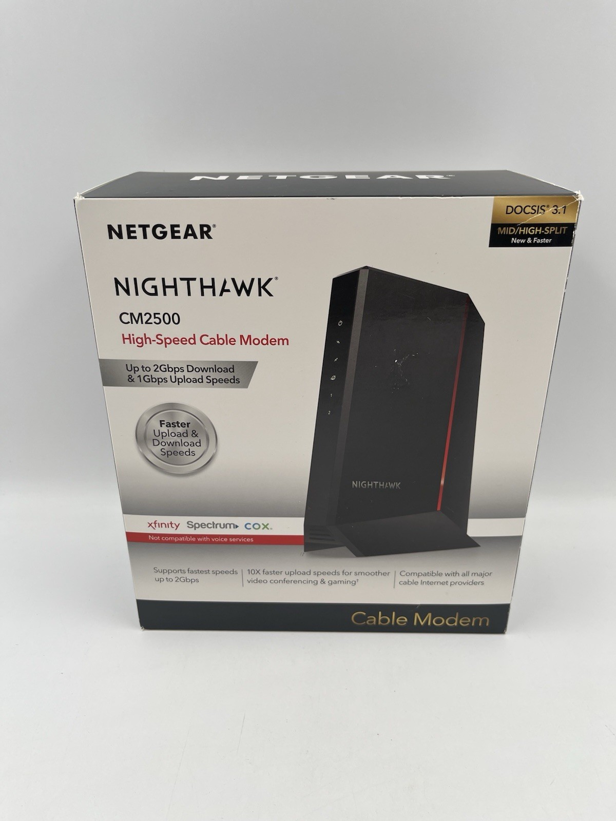 NETGEAR Nighthawk Mid/High-Split 2Gbps Internet Speed Cable Modem CM2500