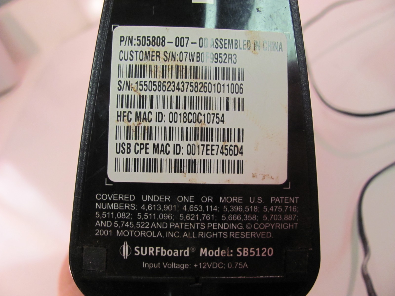 Motorola SB5120 SurfBoard Cable Modem
