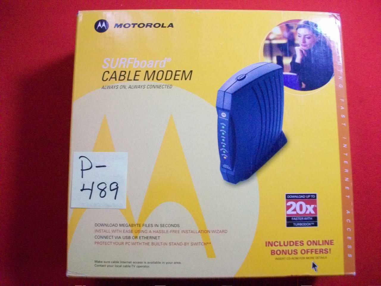 BRAND NEW MOTOROLA SURFBOARD CABLE MODEM-20X FASTER W/ TURBODOX-WINDOWS & MAC