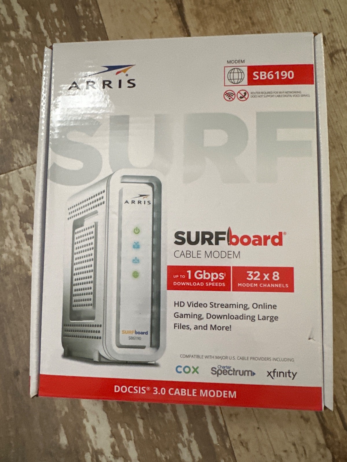 ARRIS Surfboard SB6190-RB DOCSIS 3.0 Cable Modem, White (Renewed)