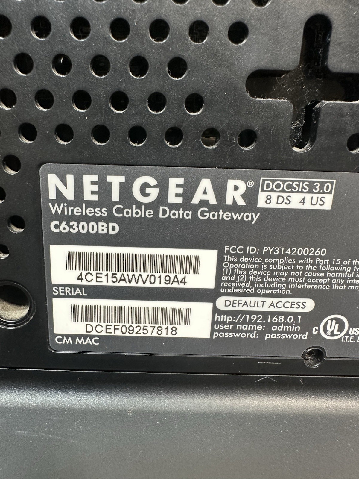 NETGEAR C6300BD AC1900 DOCSIS 3.0 Cable Modem WiFi Router – TESTED WORKING