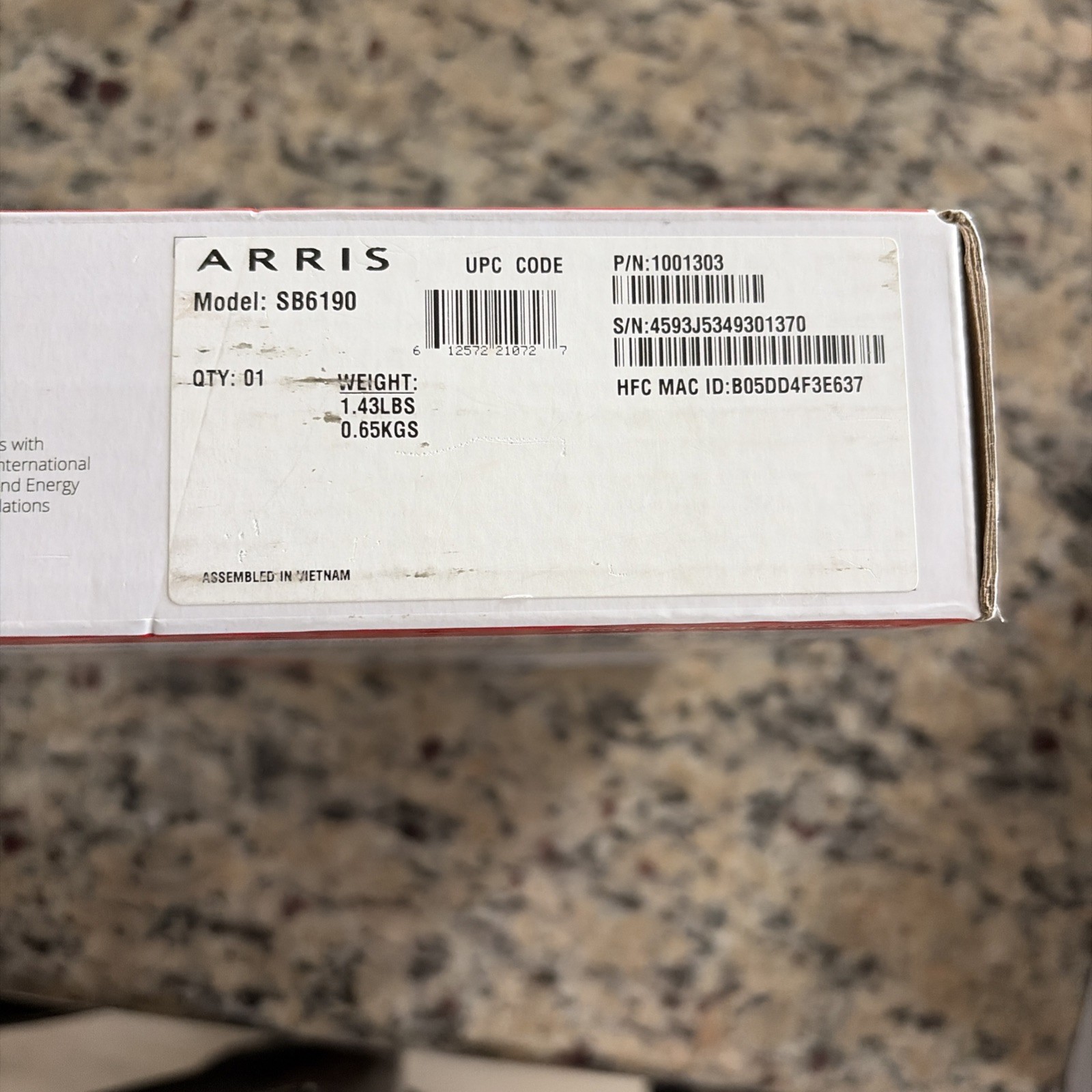 ARRIS Surfboard SB6190-RB DOCSIS 3.0 Cable Modem, White