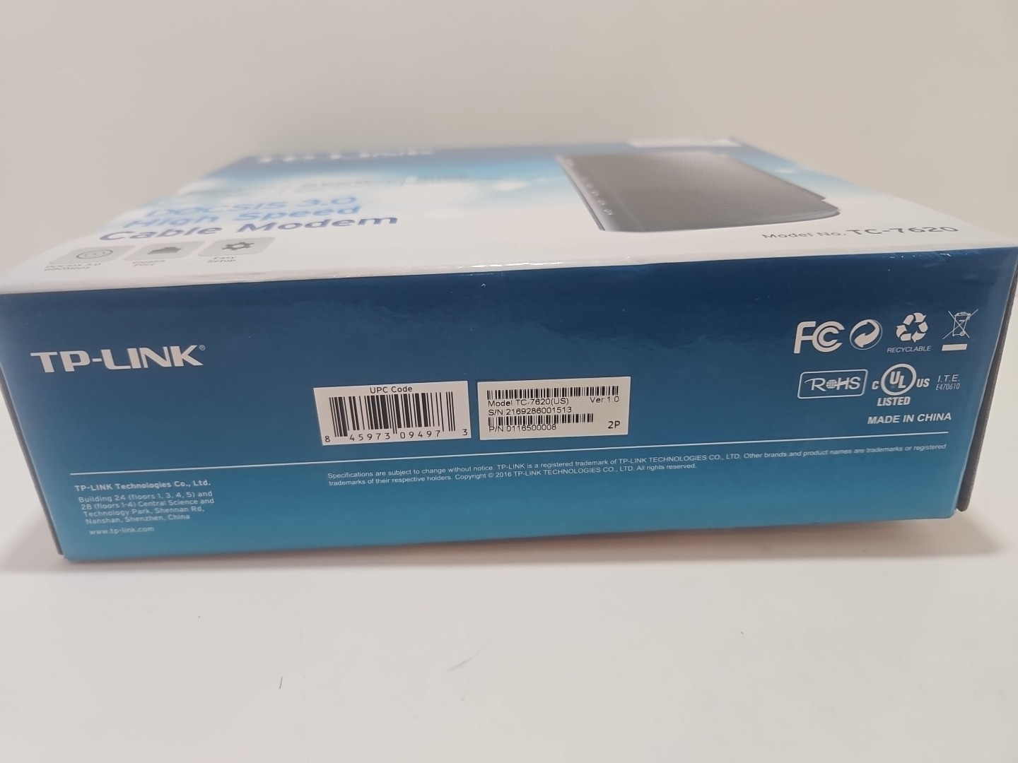 TP-LINK TC-7620 680Mbps Cable Modem No Power Cord