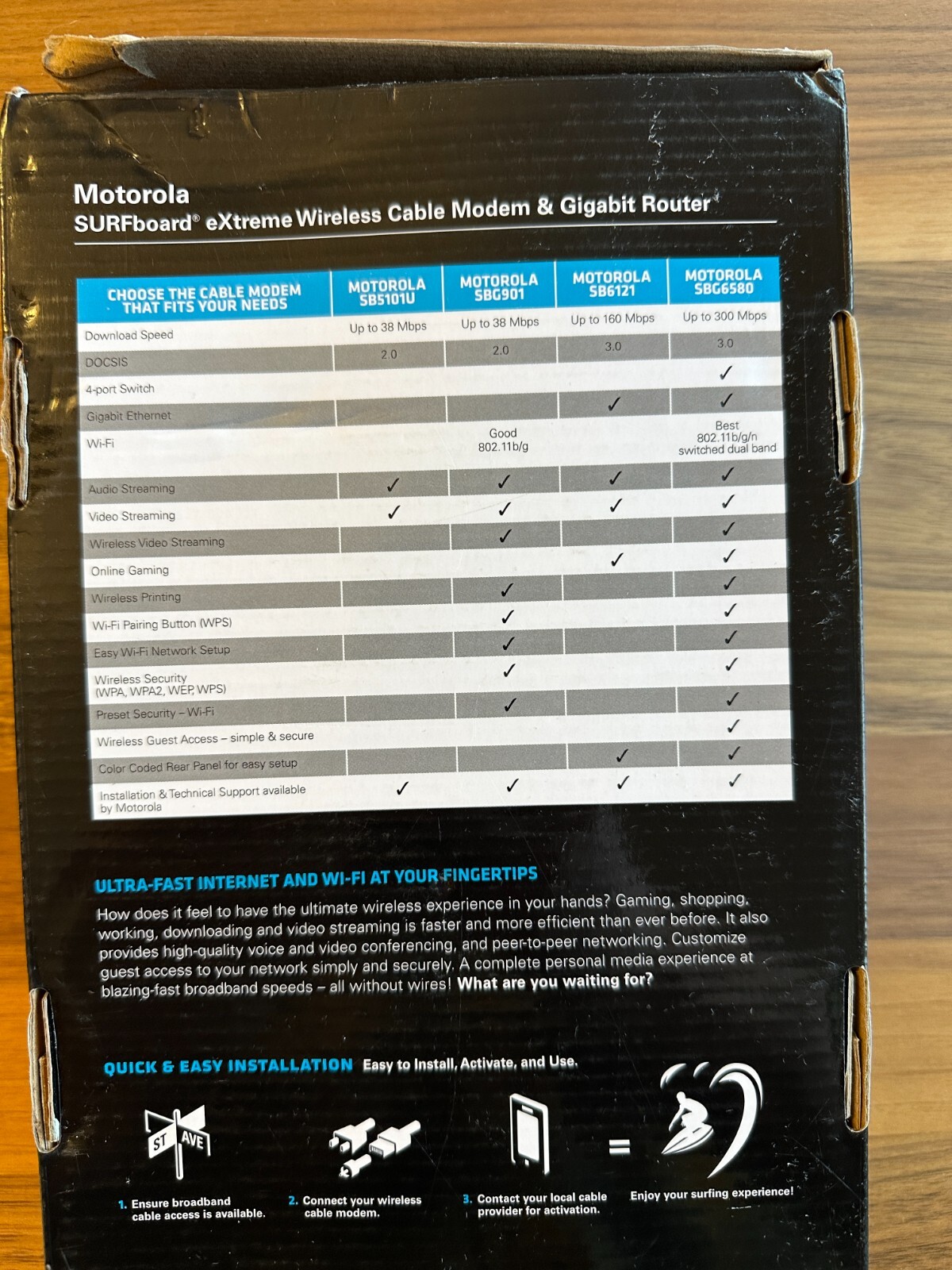 Motorola Surfboard Extreme Wireless Cable Modem Gigabit Router SBG6580