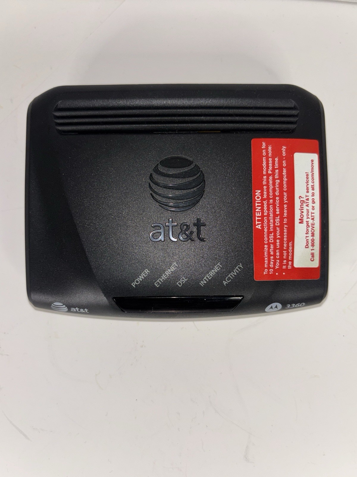 Motorola 3360 (581211-003-00) 24 Mbps DSL High Speed Modem No Cable Read Disc.