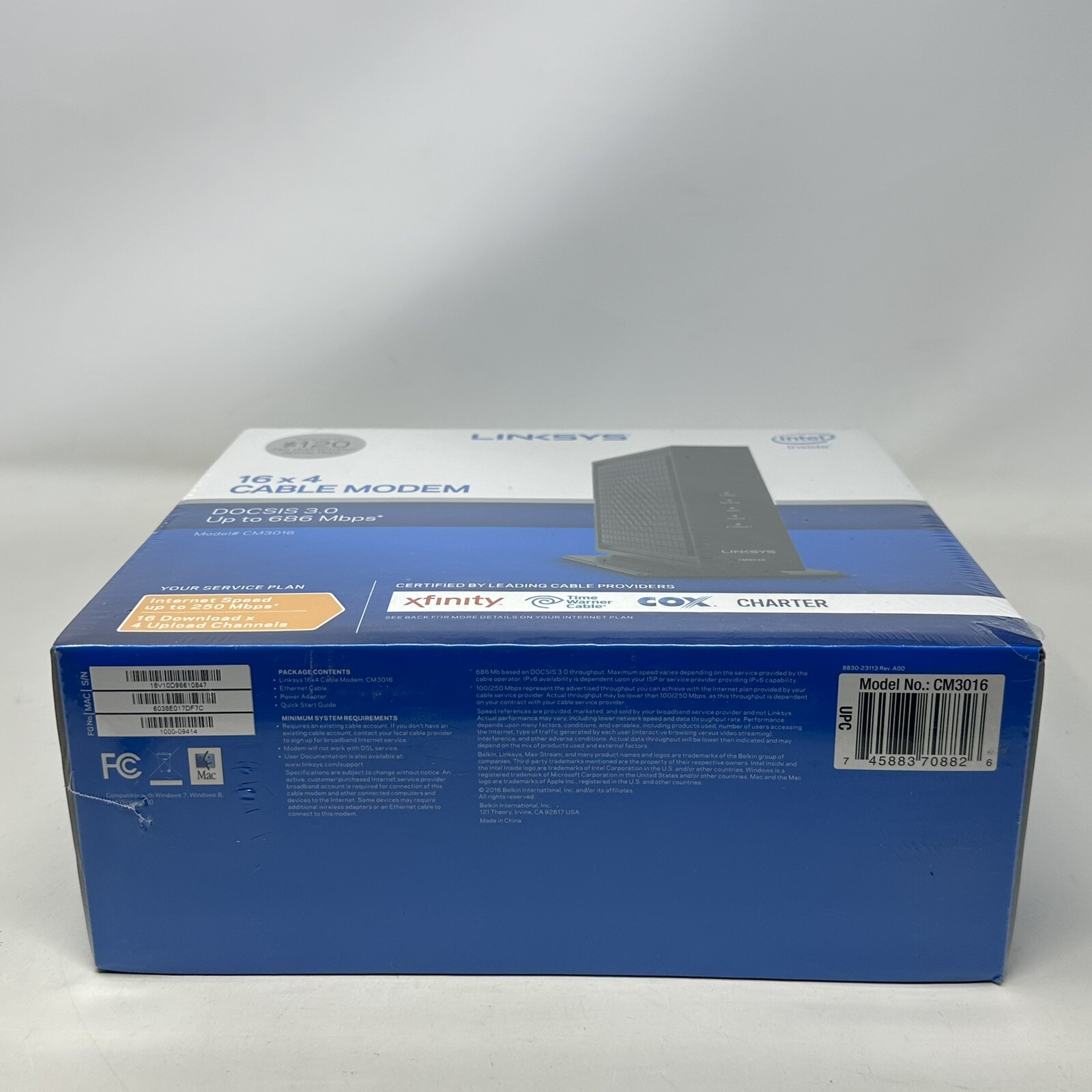 Linksys Docsis 3.0 16×4 Cable Modem Intel CM3016 New & Sealed