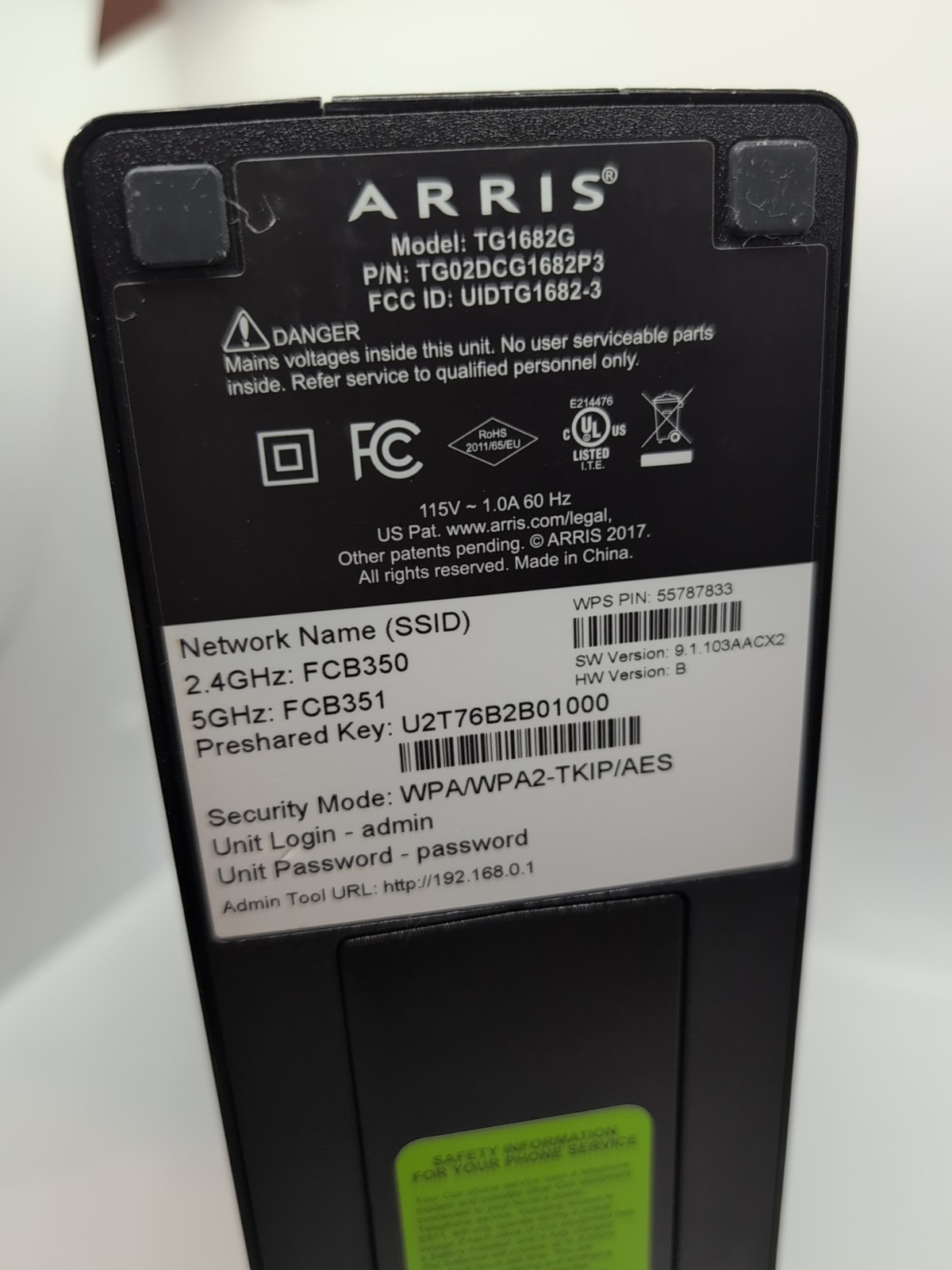ARRIS Panoramic TG1682G (Router Only) Dual Band Router (No Cord)