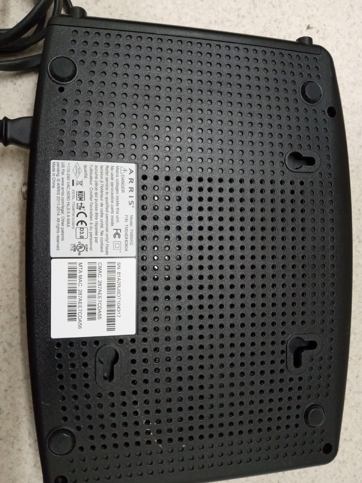 Arris Touchstone TM804G Telephone Cable Modem
