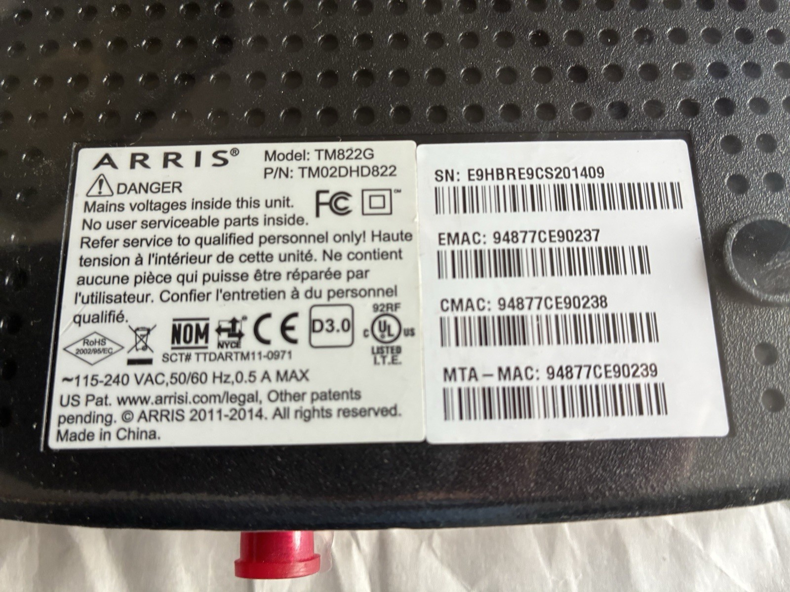 ARRIS TM822G DOCSIS 3.0 VoIP Telephony Cable Modem
