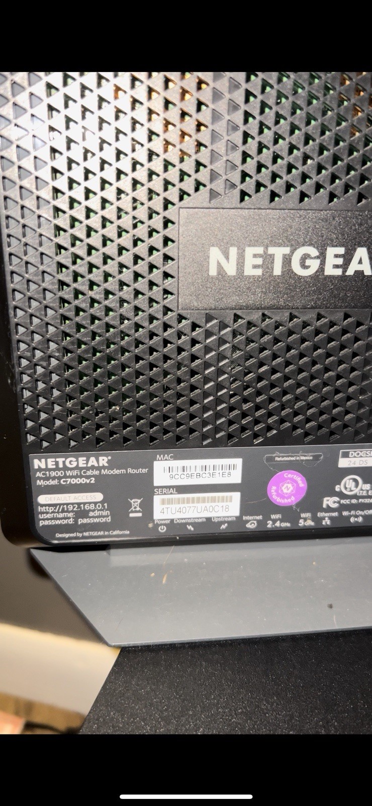 NETGEAR AC1900 Cable Modem Router DOCSIS 3.0 C7000v2 4-Port Black