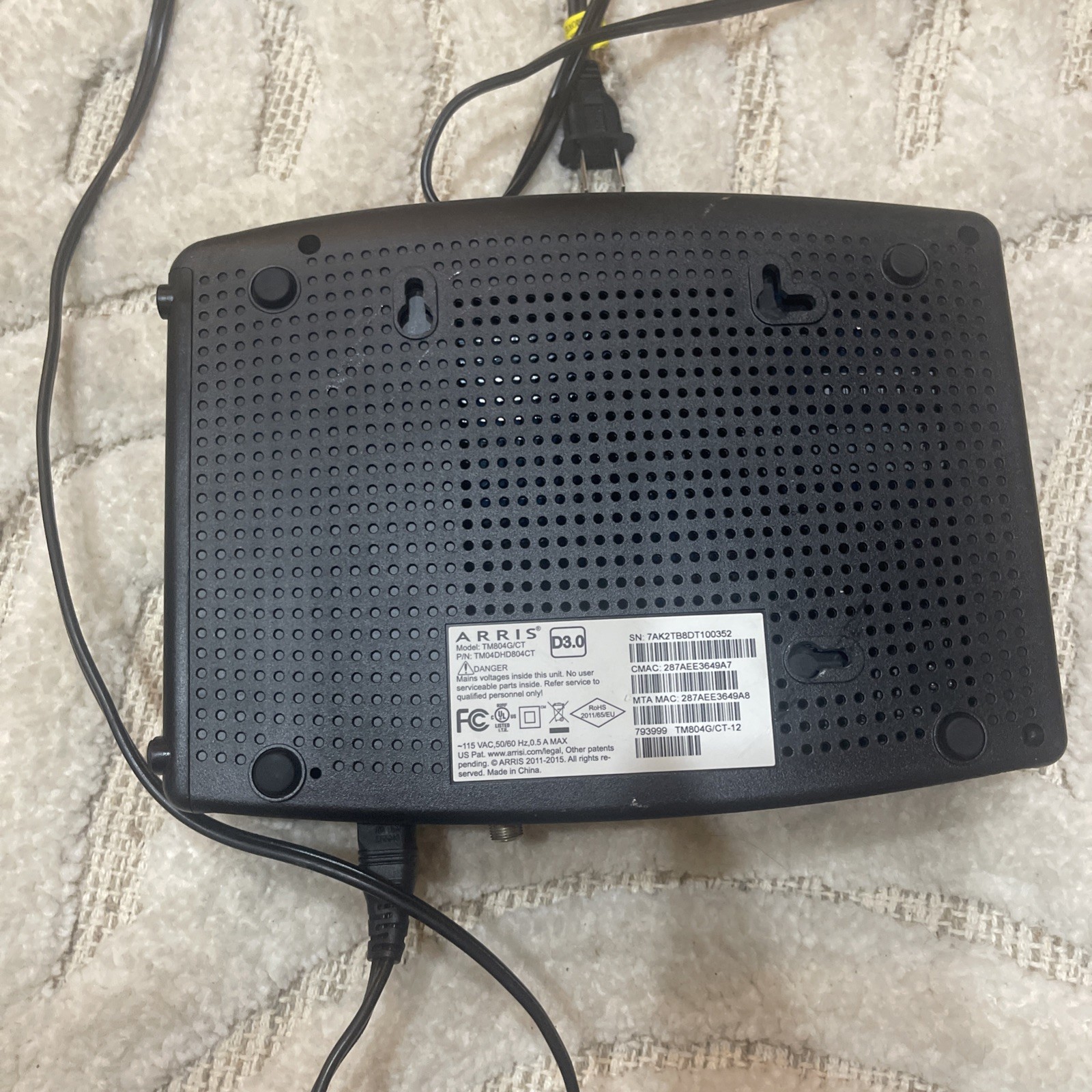 ARRIS Touchstone TM804G/CT 3.0 Internet Telephone, Telephony Modem L14