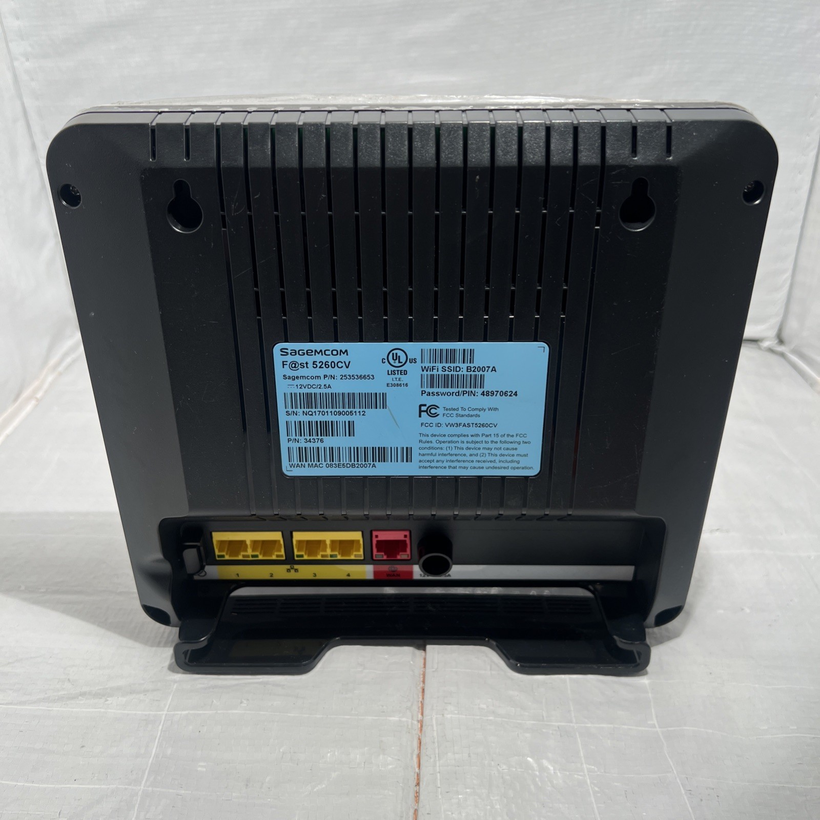 Sagemcom FAST 5260CV Dual Band 4 Port Wireless WI-FI Router w/New Cat5 (Tested)