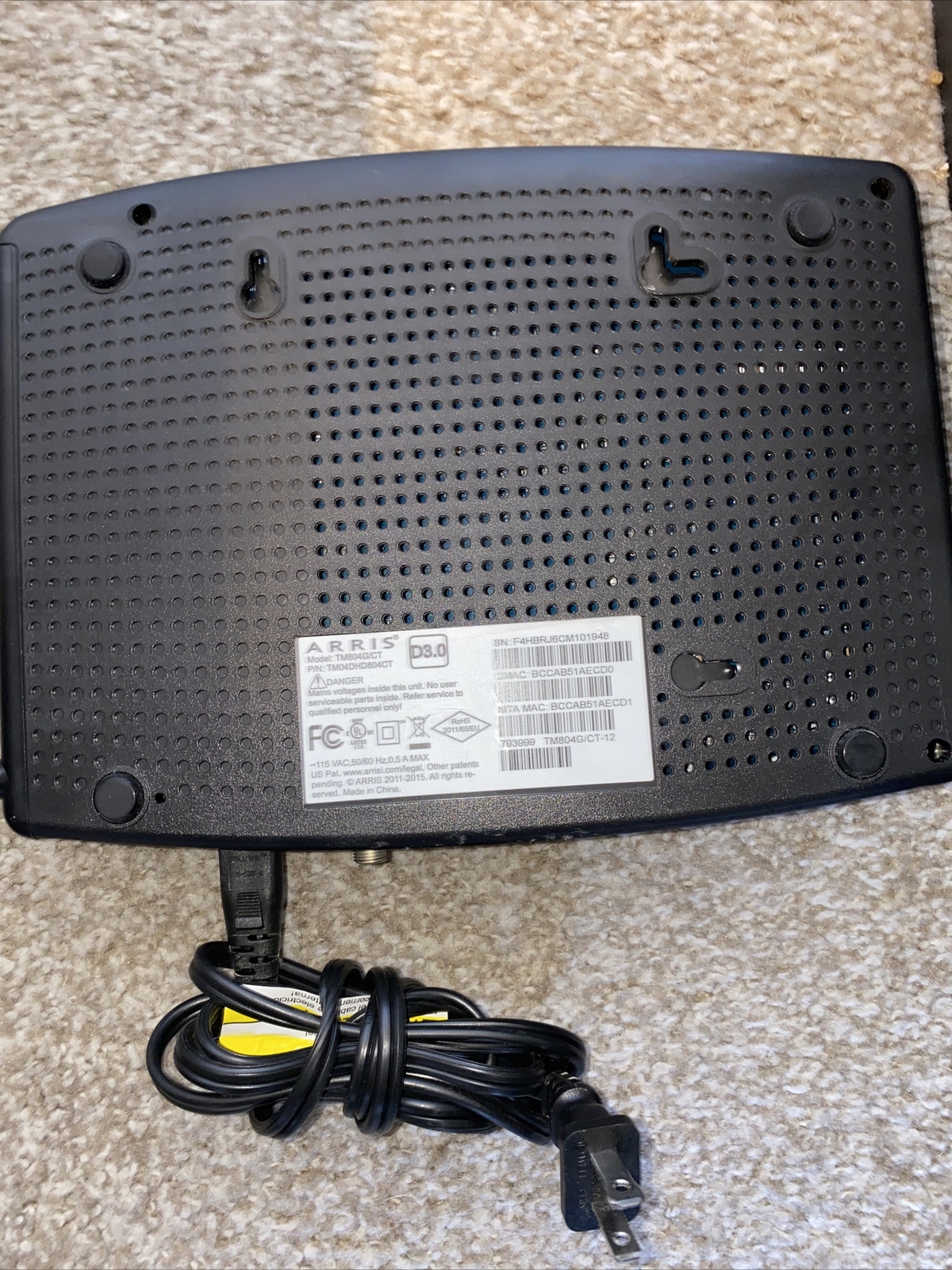 ARRIS Touchstone TM804G/CT DOCSIS 3.0 Telephony Modem TM804 – Black
