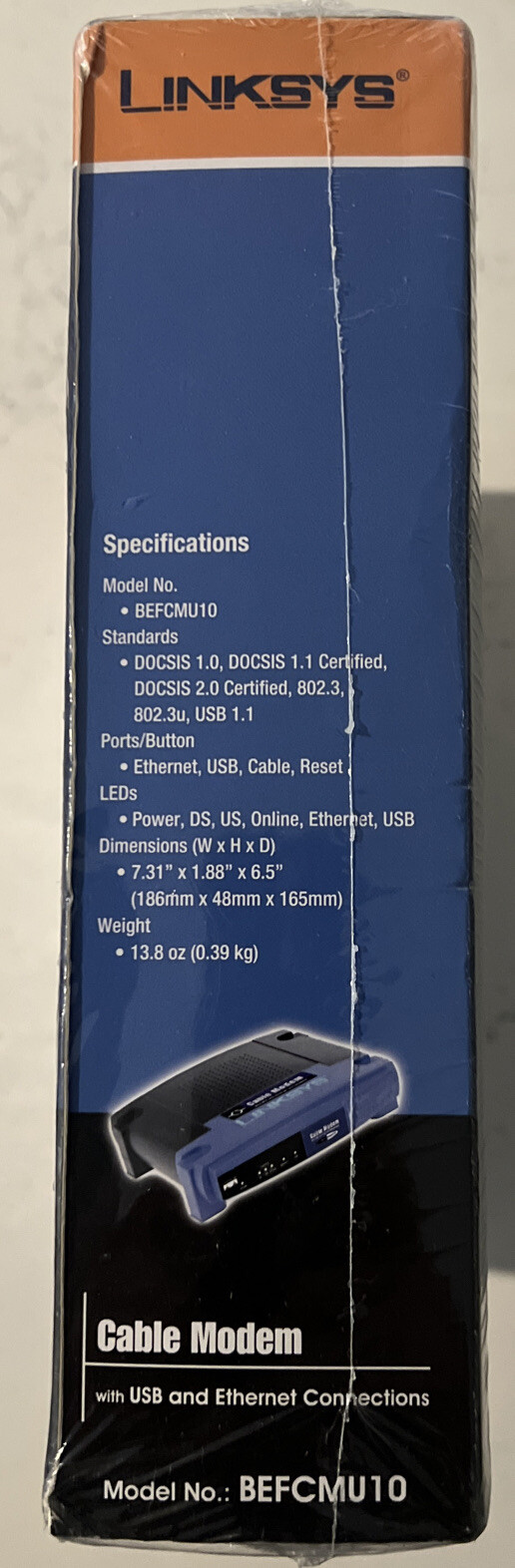 New Linksys BEFCMU10 USB/Ethernet Cable Modem, AC, cables