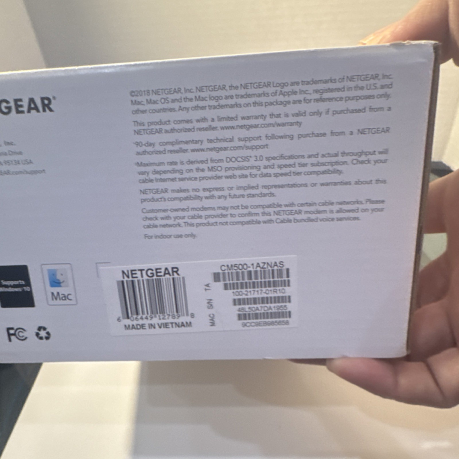 NETGEAR CM500 Cable Modem DOCSIS 3.0 680 Mbps 16×4 Channel Bonding Ethernet