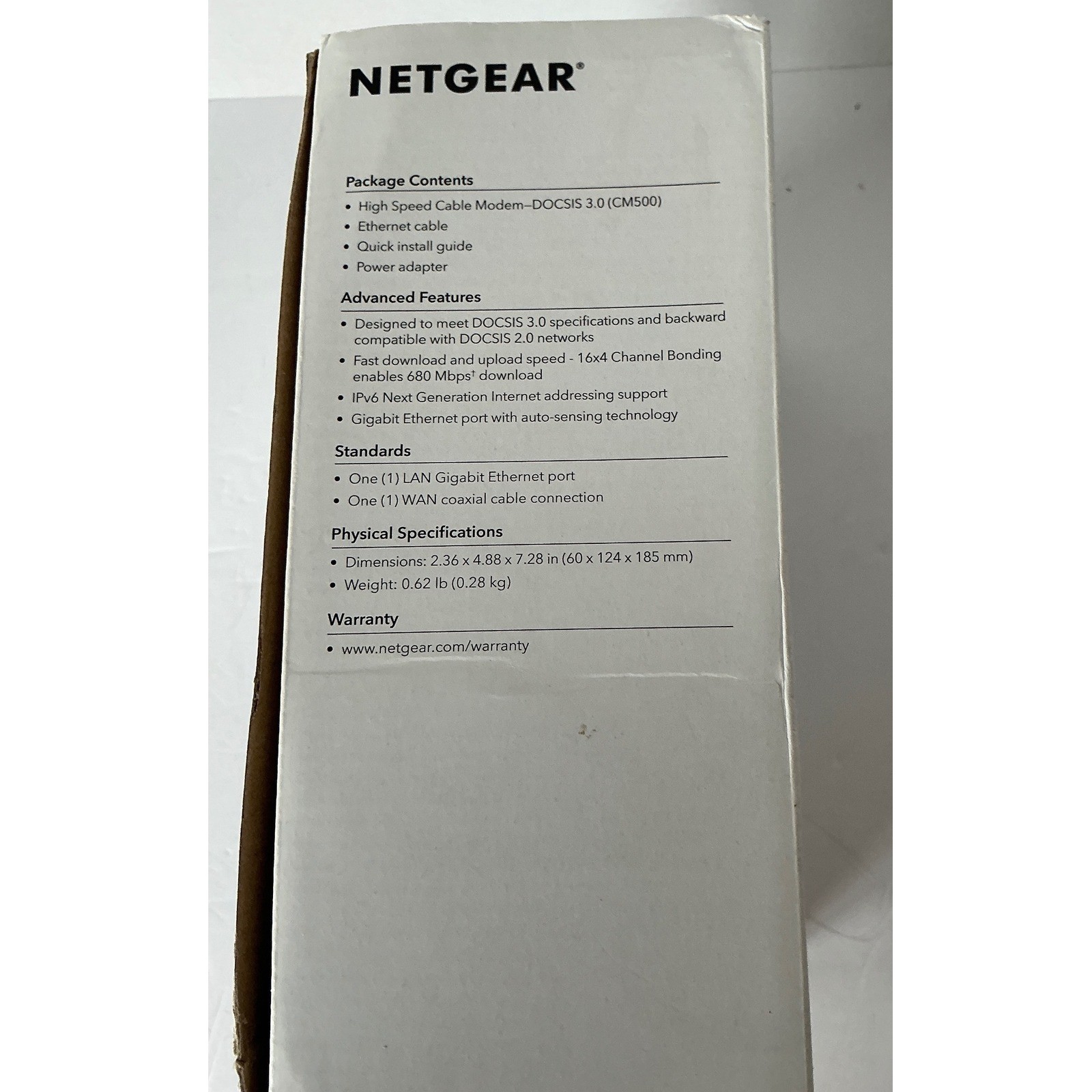 Netgear Cable Modem CM500 DOCSIS 3.0 16×4 High Speed Black Networking