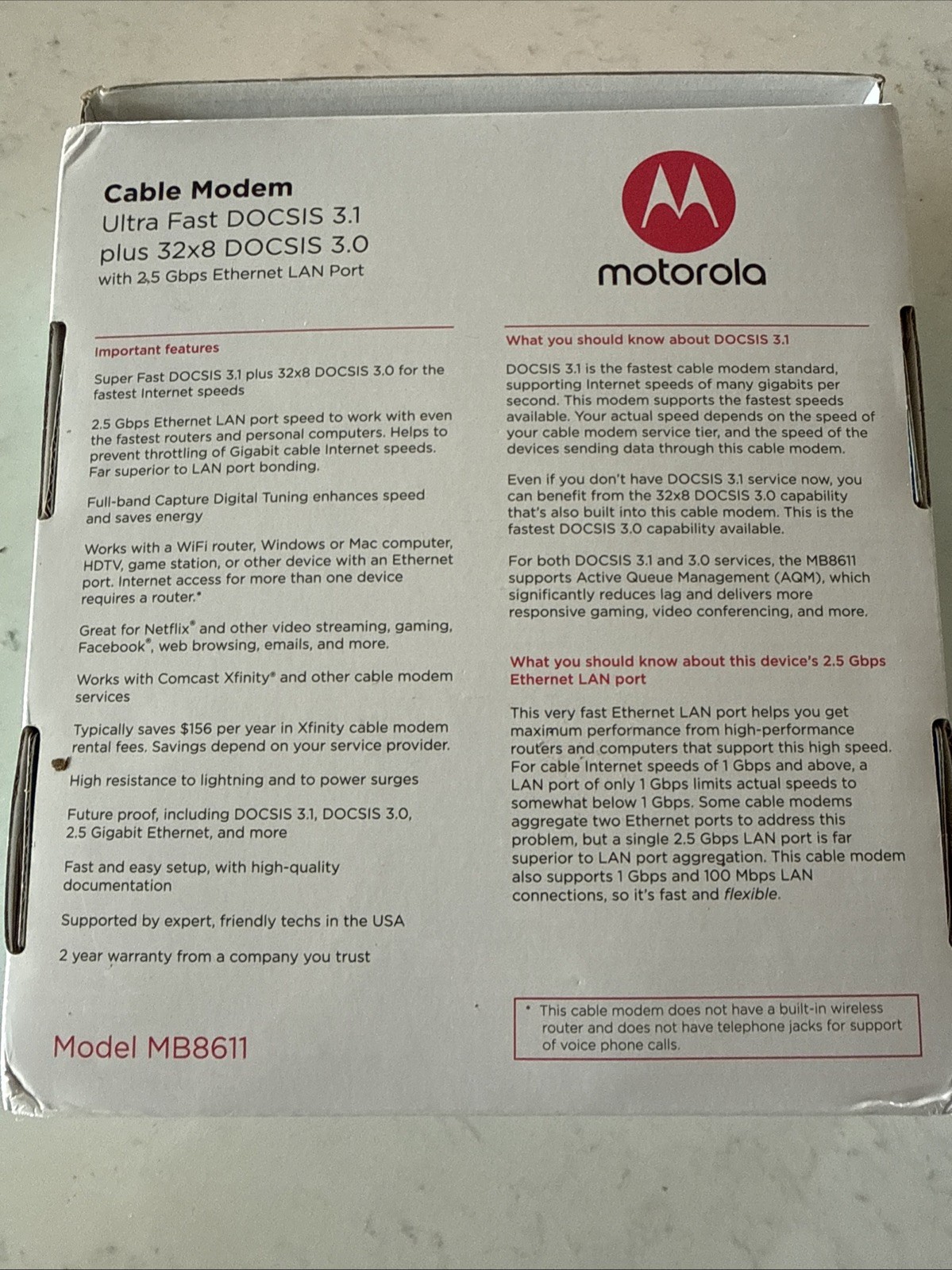 motorola docsis 3.1 cable modem New In Box