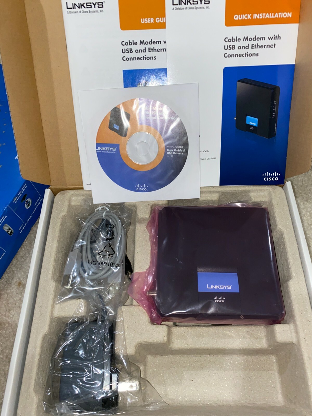 Linksys Cisco CM100 Cable Modem USB Ethernet 10/100 Docsis 2.0 Original New Seal