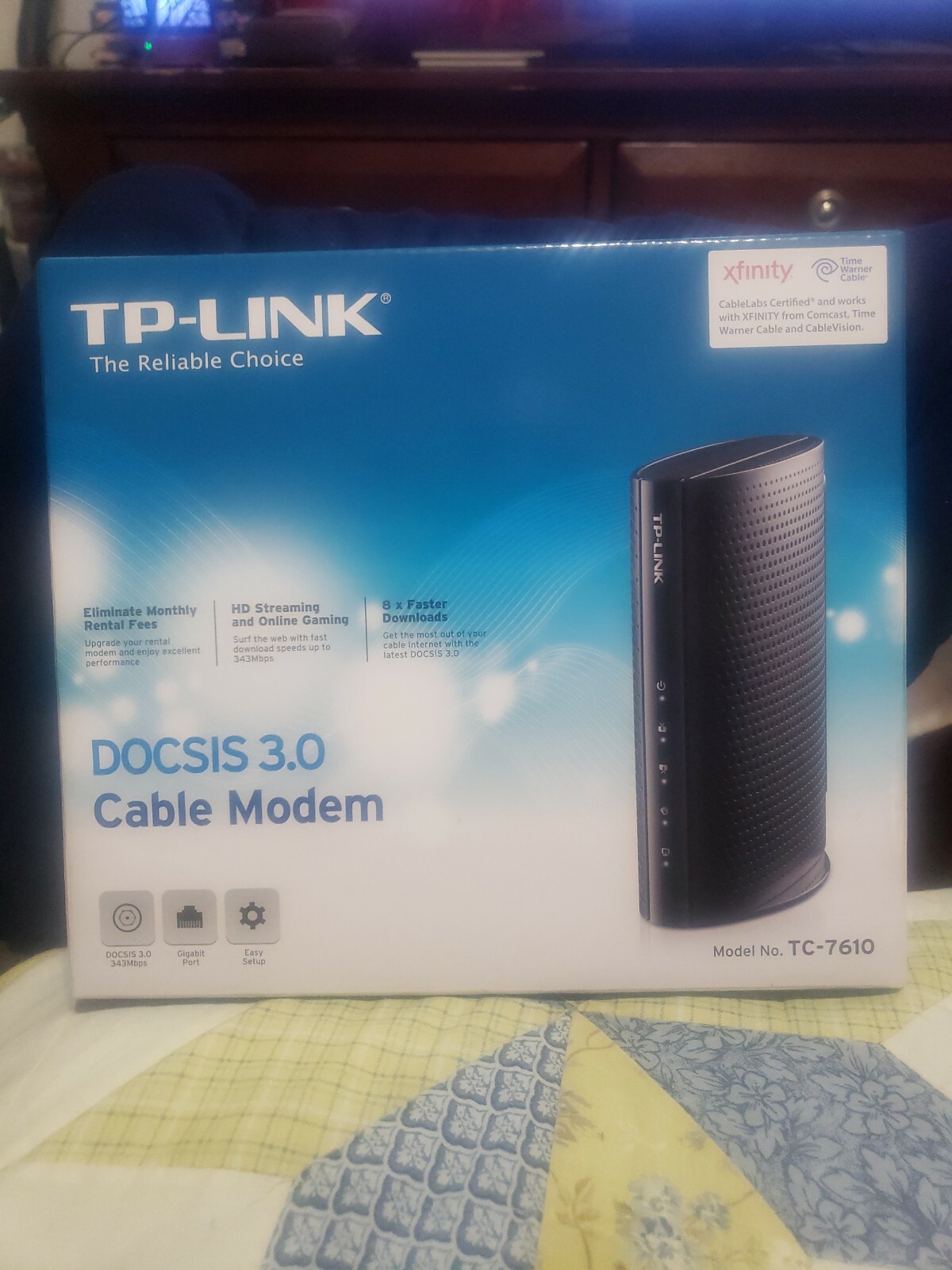 TP-Link DOCSIS 3.0 High Speed Cable Modem TC-7610 Gigabit 8×4 Gaming Streaming