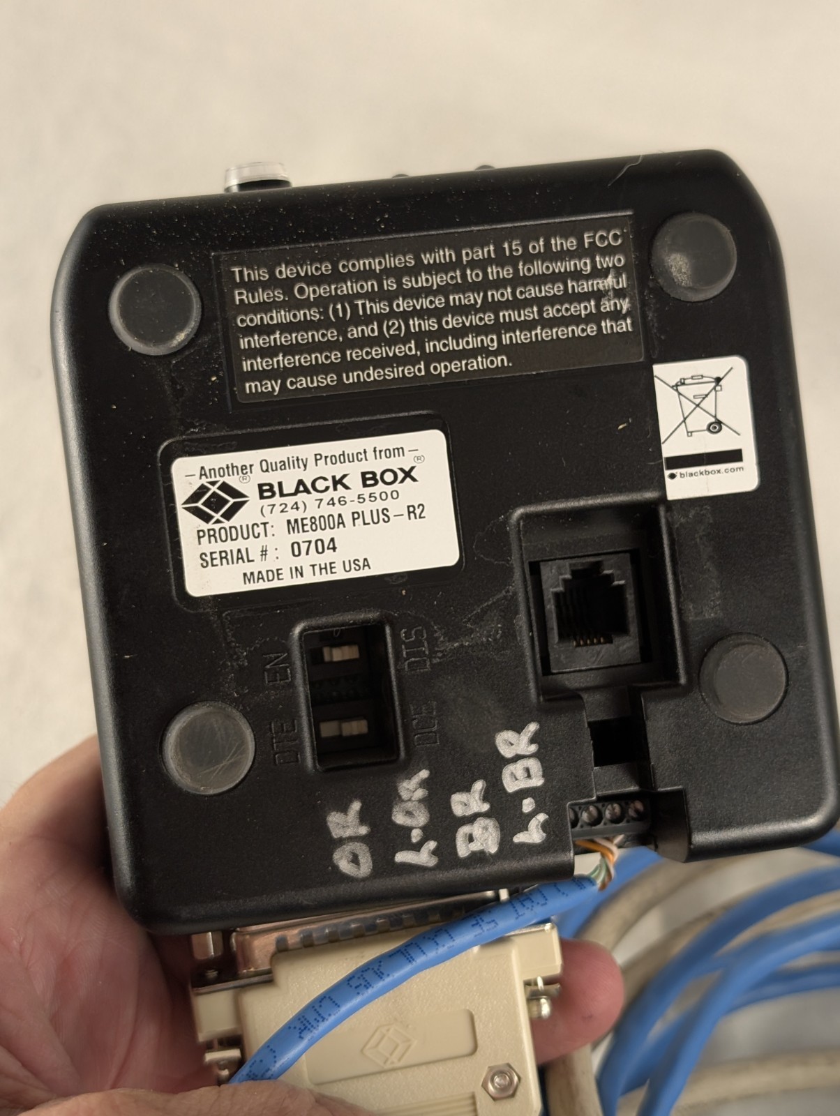 Lot of Two (2) Black Box ME800A-PLUS-R2 Short Haul Modems & 1x Power Supply