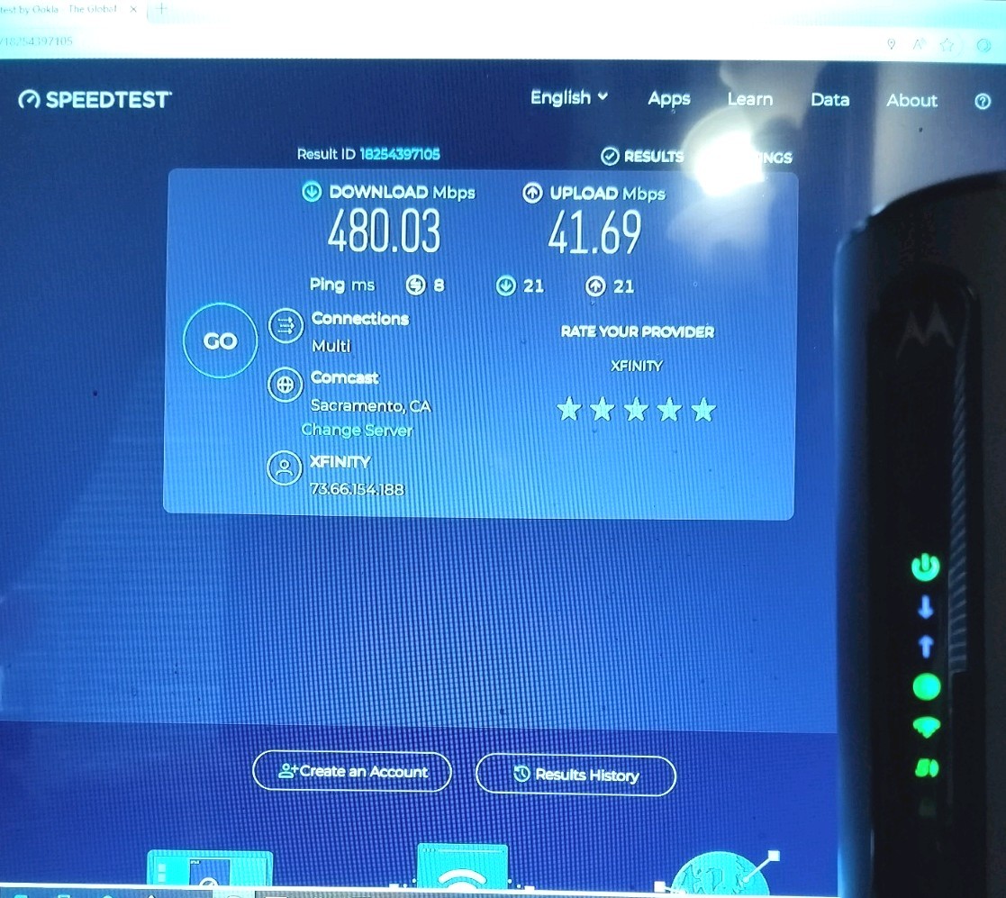 Motorola MT7711 24×8 Modem Router Two Phone Lines DOCSIS 3.0 AC1900 Dual Band