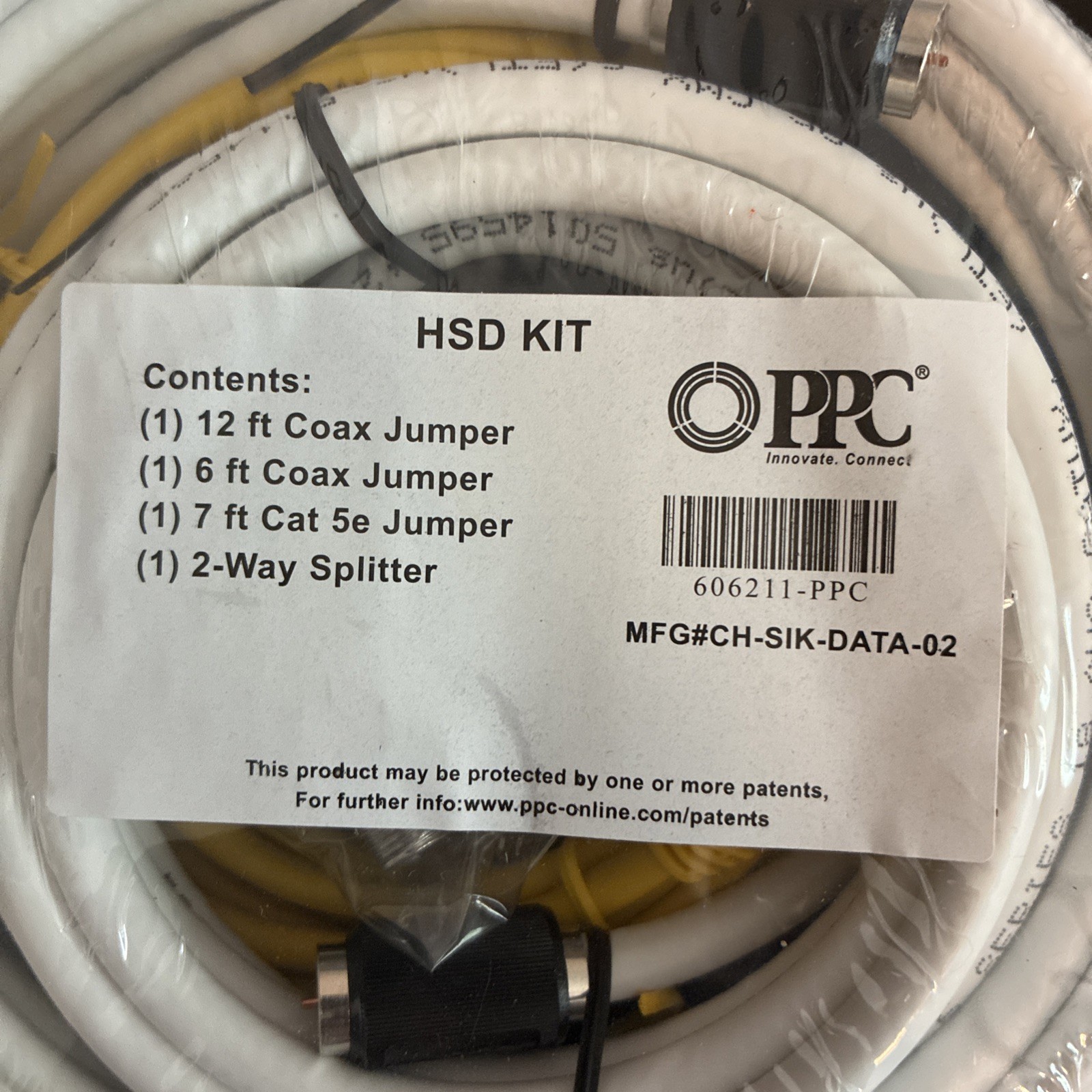 HSD Kit 7 ft Cat 5e & 6 ft and 12 ft. Coax Jumper Cables With 2-Way Splitter